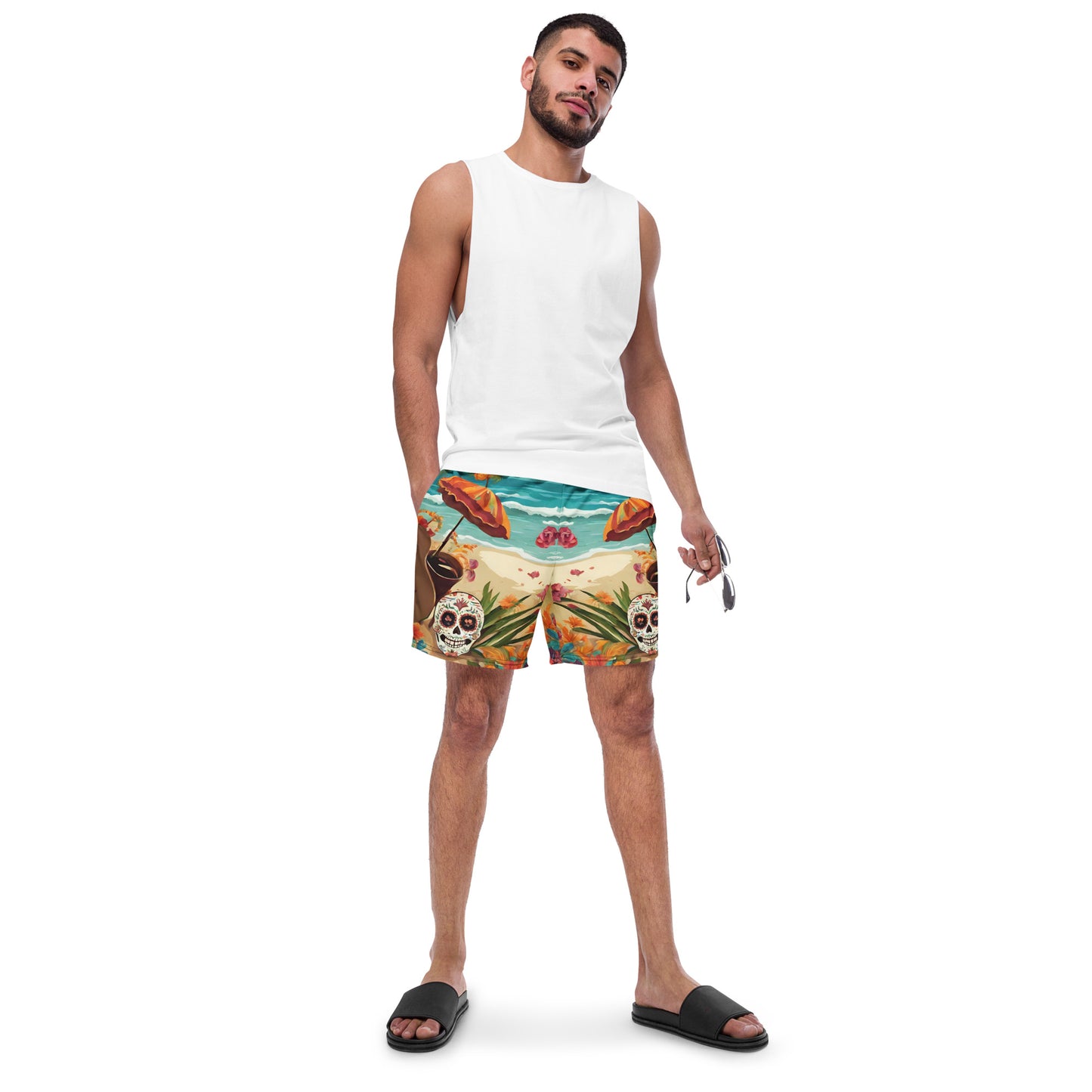 SUGAR SKULL ON THE SAND SWIM TRUNKS