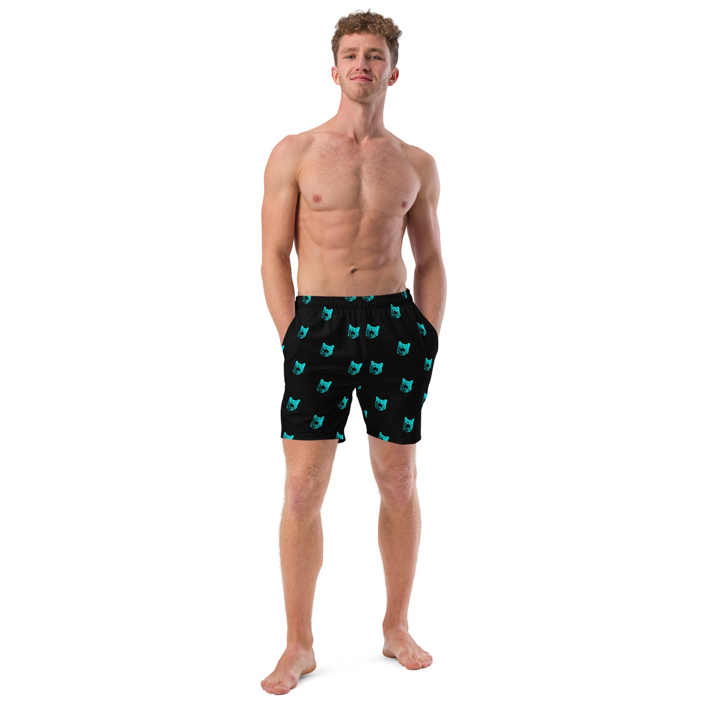 ELECTRIC BLUE CAT SWIM TRUNKS