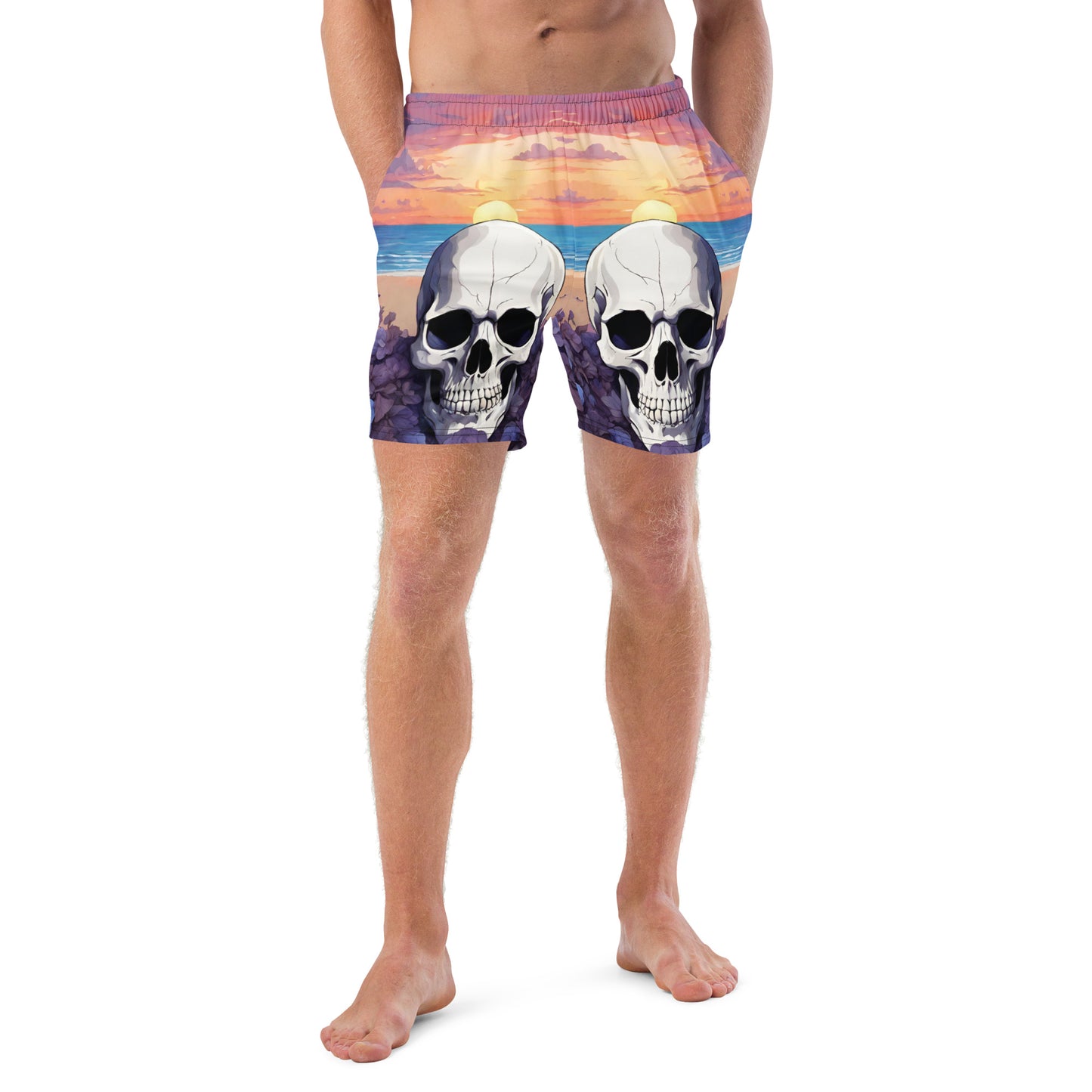 PURPLE SUNSET SKULL SWIM TRUNKS