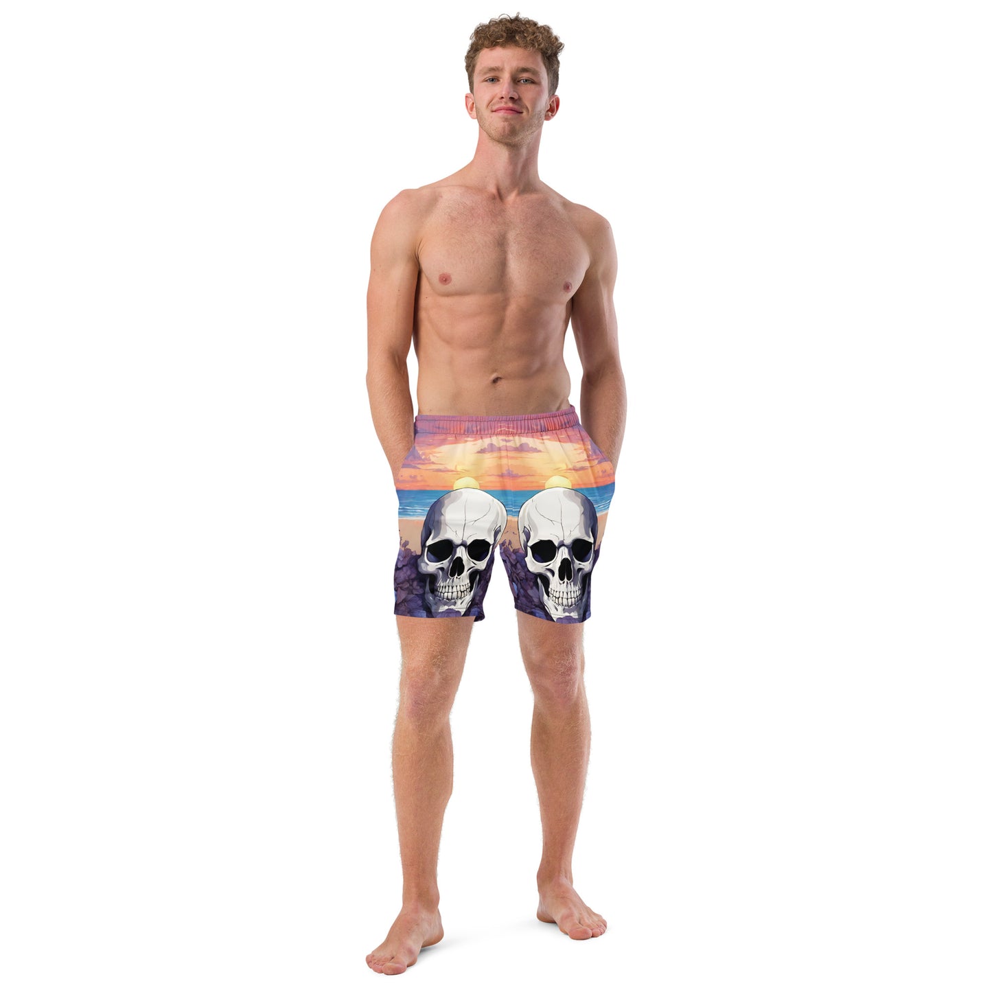 PURPLE SUNSET SKULL SWIM TRUNKS