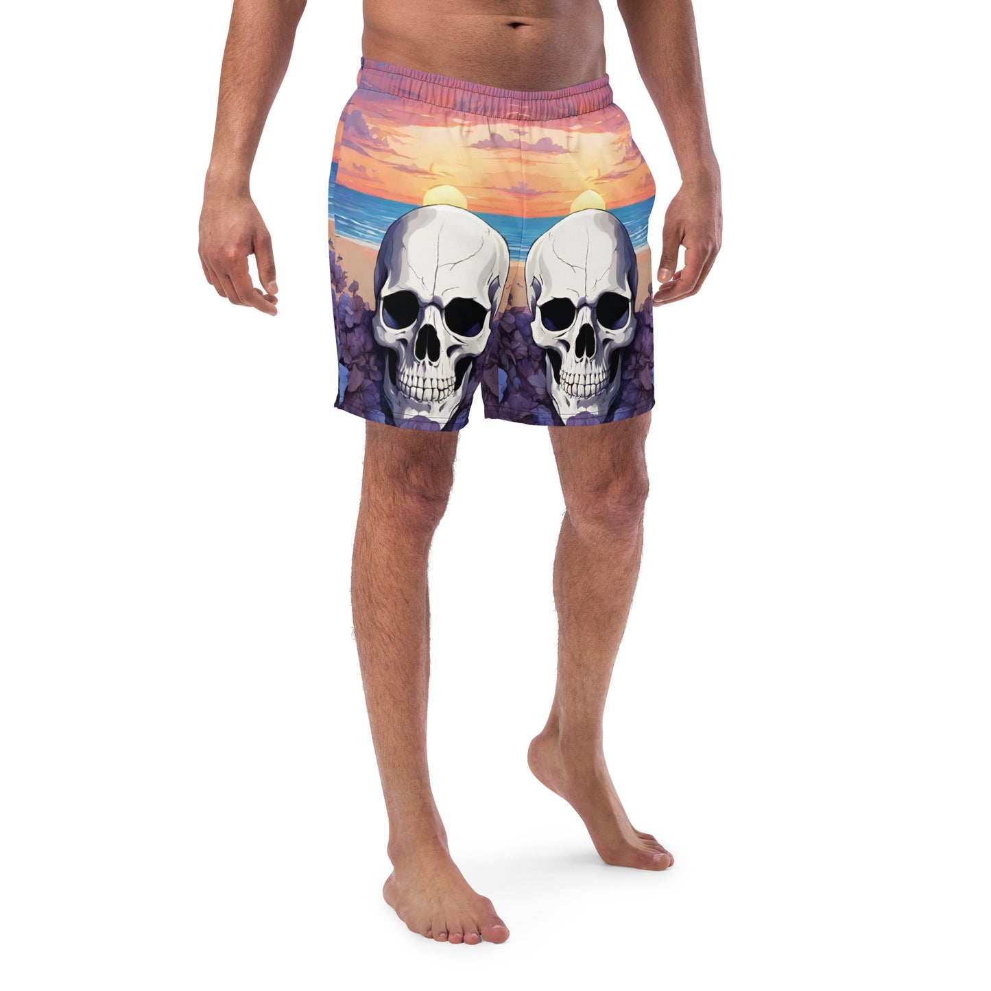 PURPLE SUNSET SKULL SWIM TRUNKS