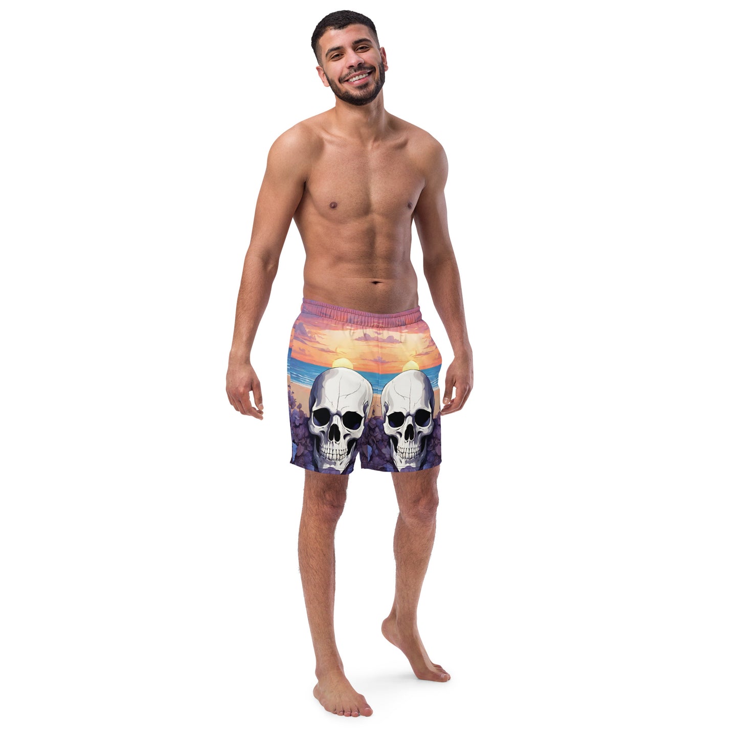 PURPLE SUNSET SKULL SWIM TRUNKS