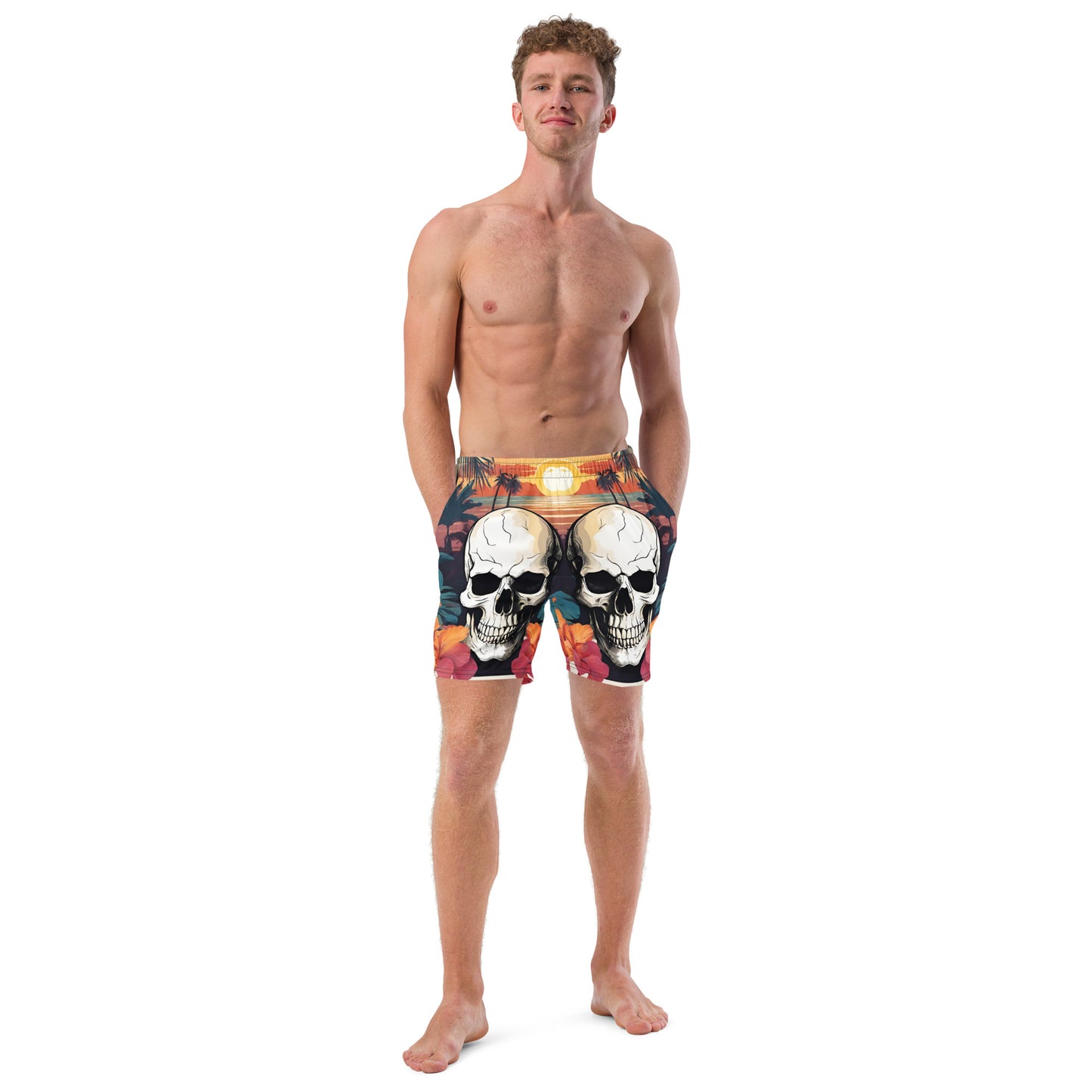 RETRO TROPICAL SKULL SWIM TRUNKS