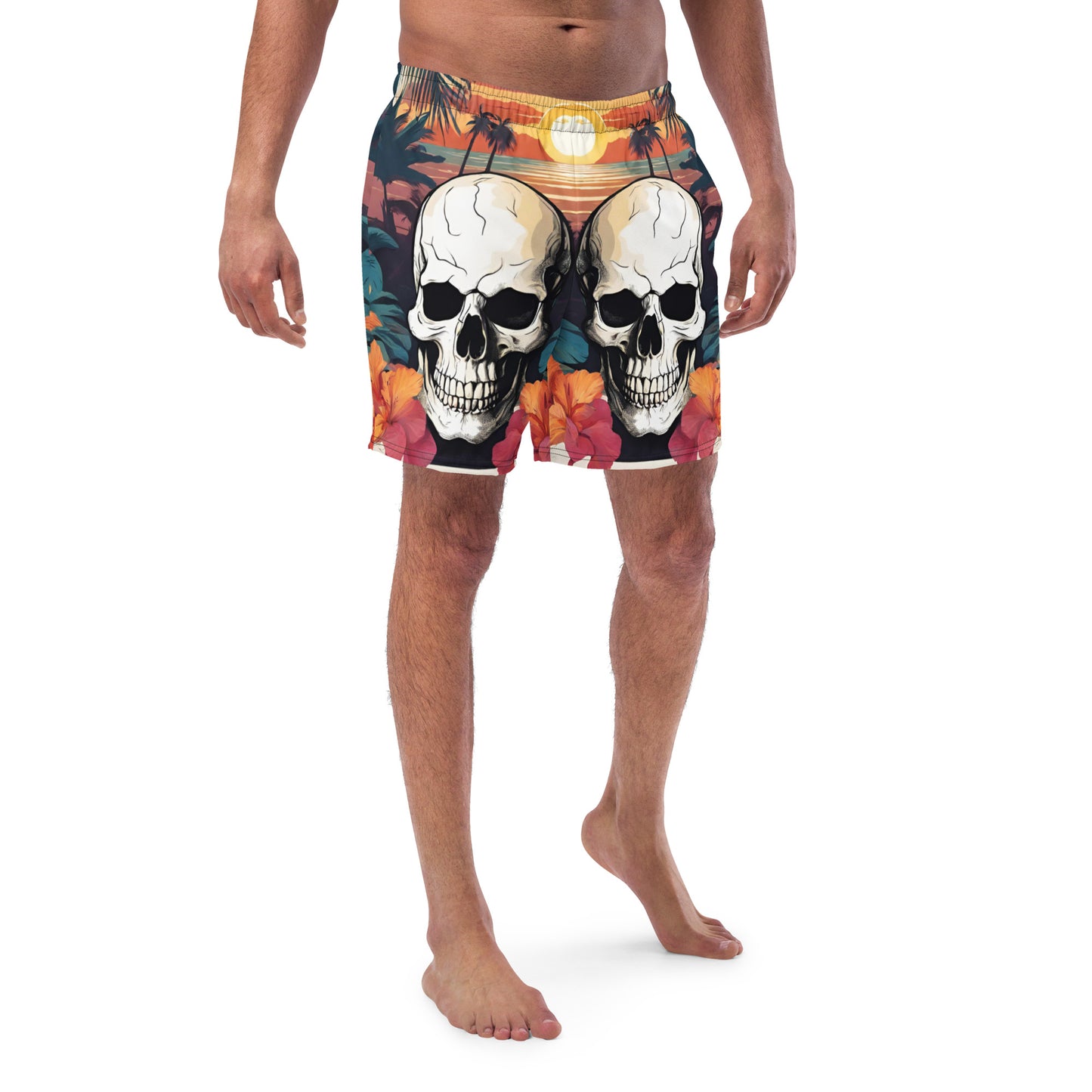 RETRO TROPICAL SKULL SWIM TRUNKS
