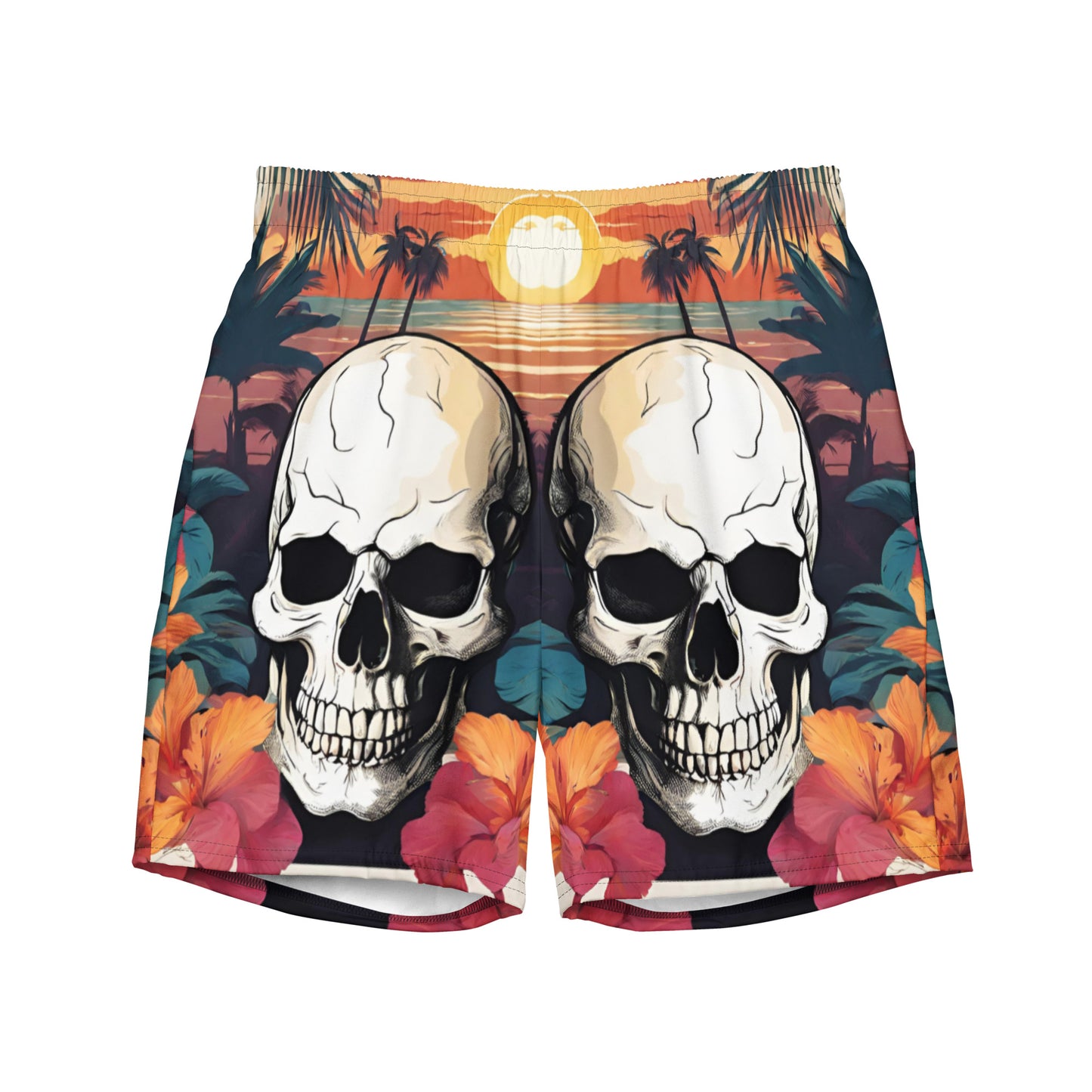 RETRO TROPICAL SKULL SWIM TRUNKS