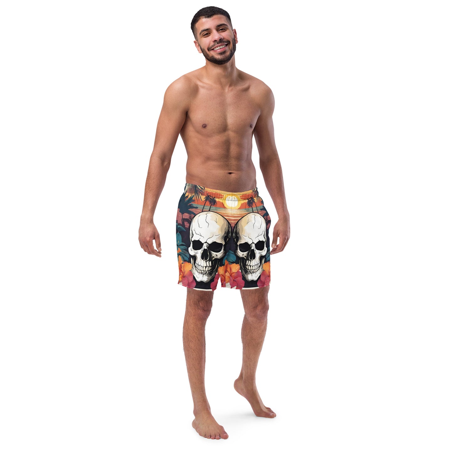 RETRO TROPICAL SKULL SWIM TRUNKS