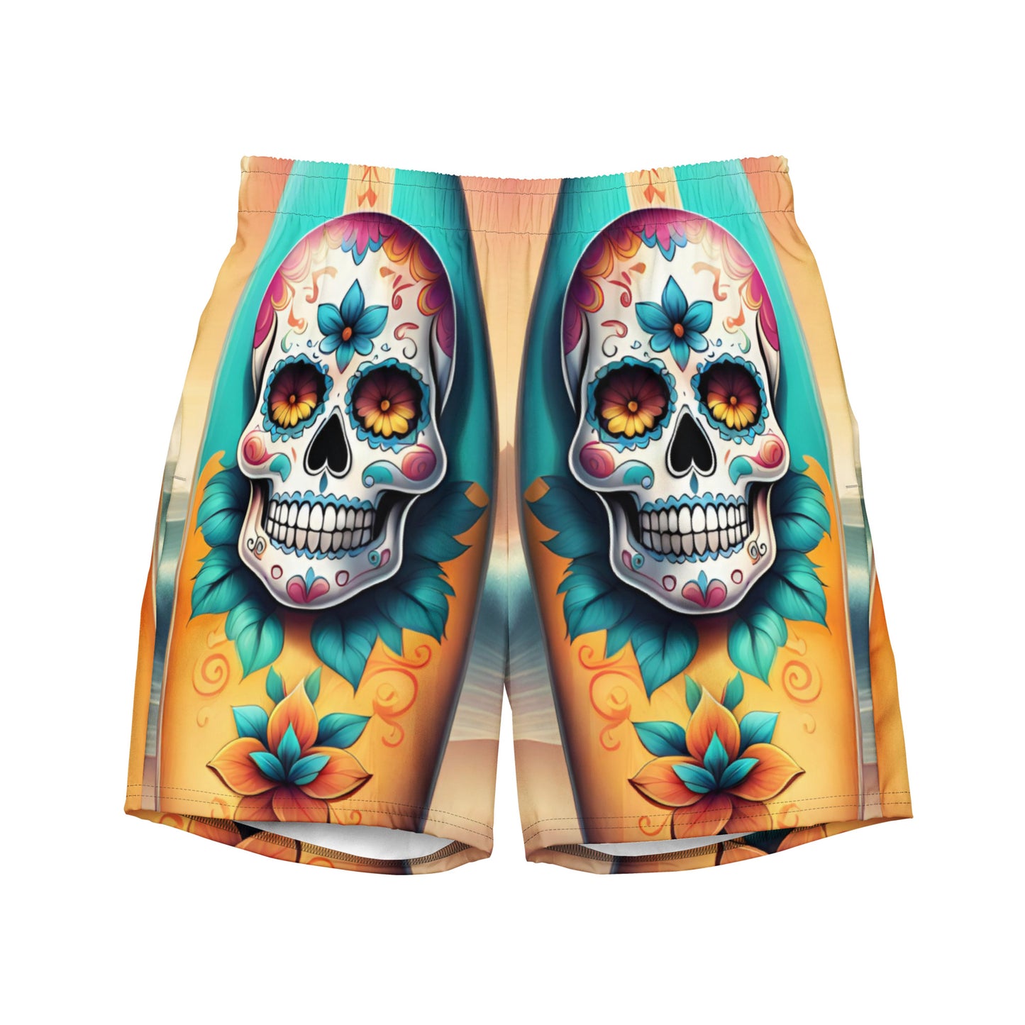 SKULL SURFBOARD SWIM TRUNKS