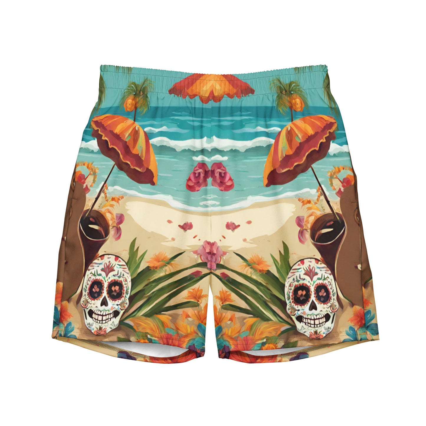 SUGAR SKULL ON THE SAND SWIM TRUNKS