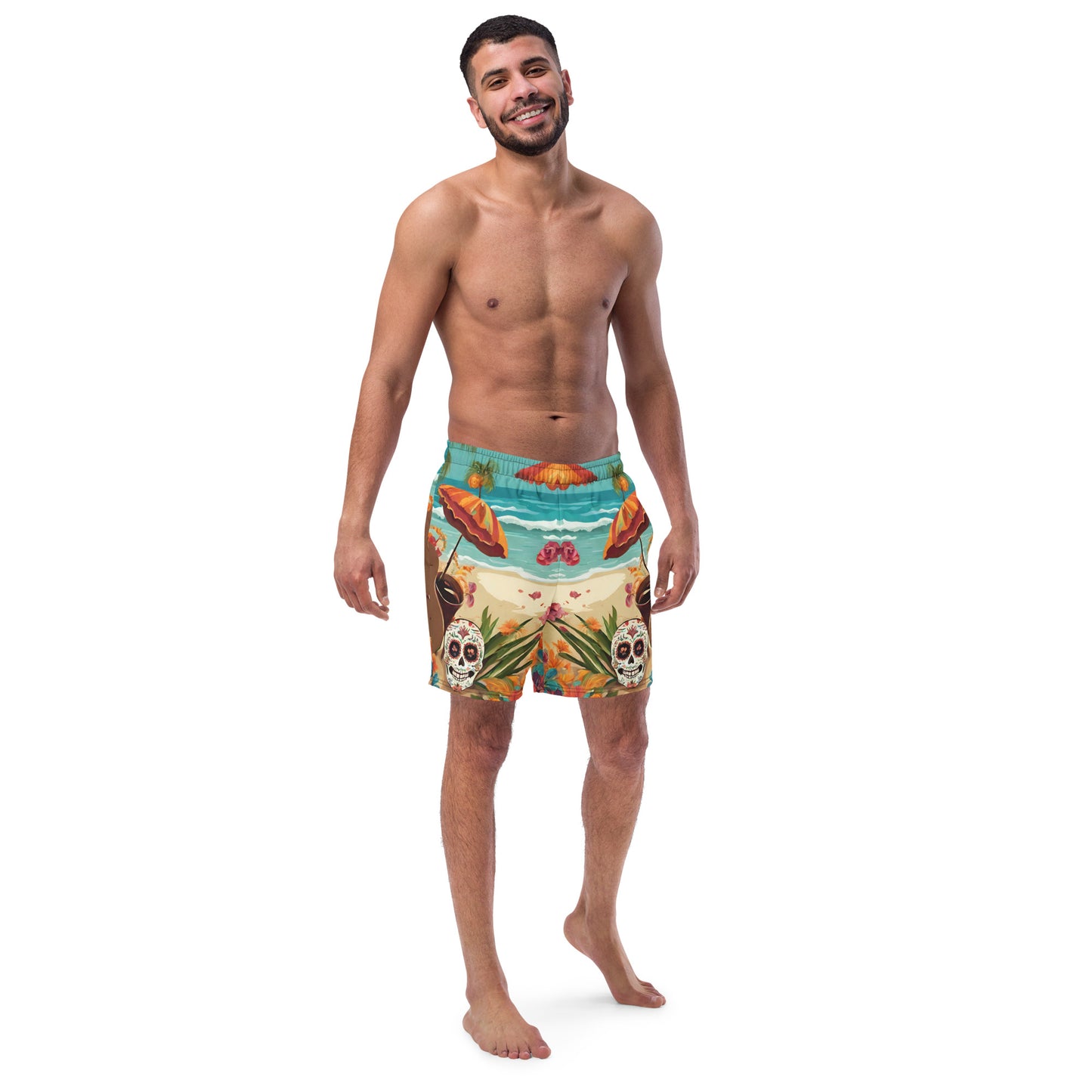 SUGAR SKULL ON THE SAND SWIM TRUNKS