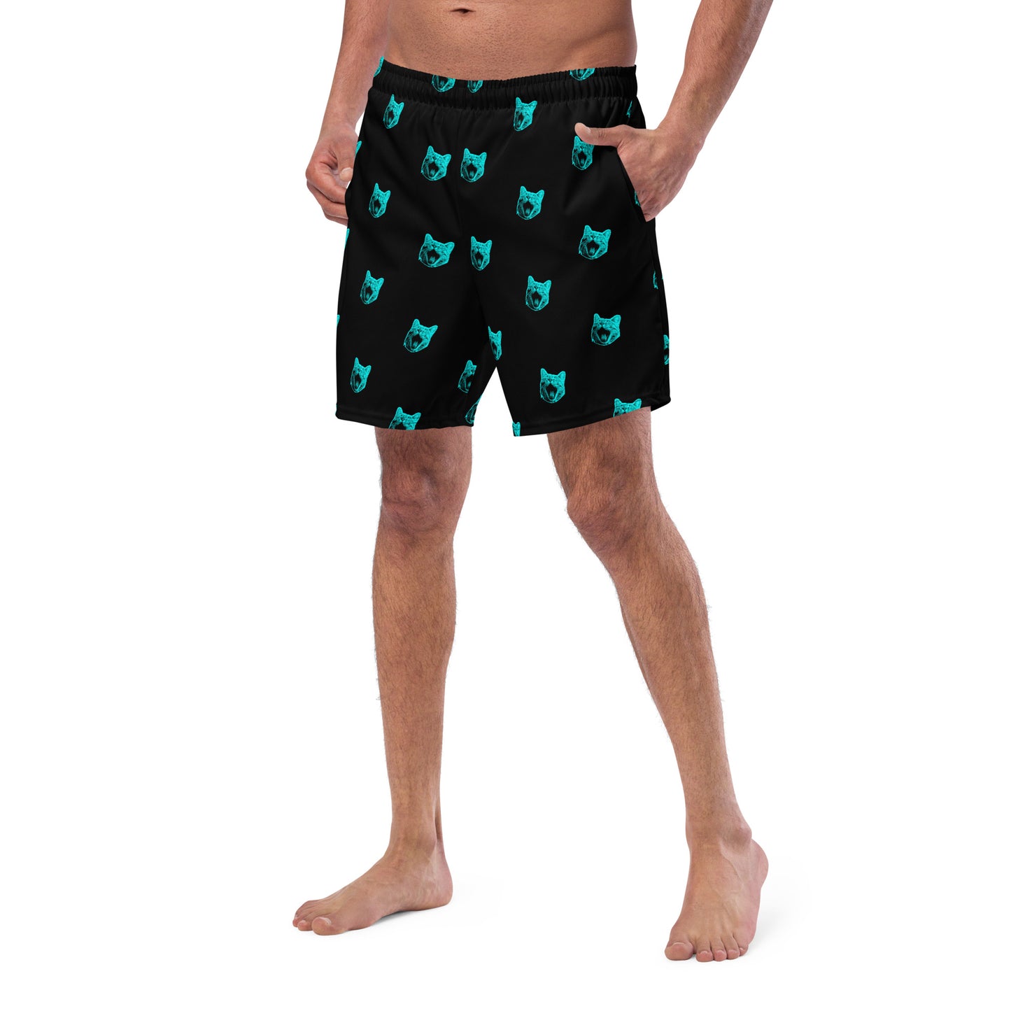 ELECTRIC BLUE CAT SWIM TRUNKS