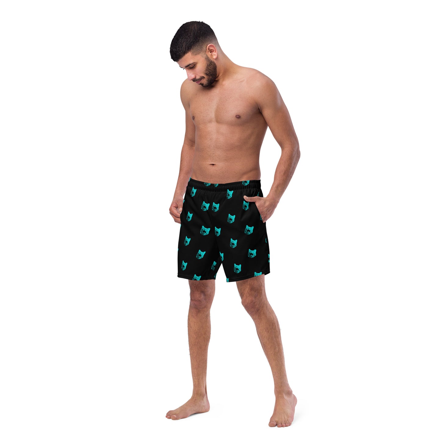 ELECTRIC BLUE CAT SWIM TRUNKS