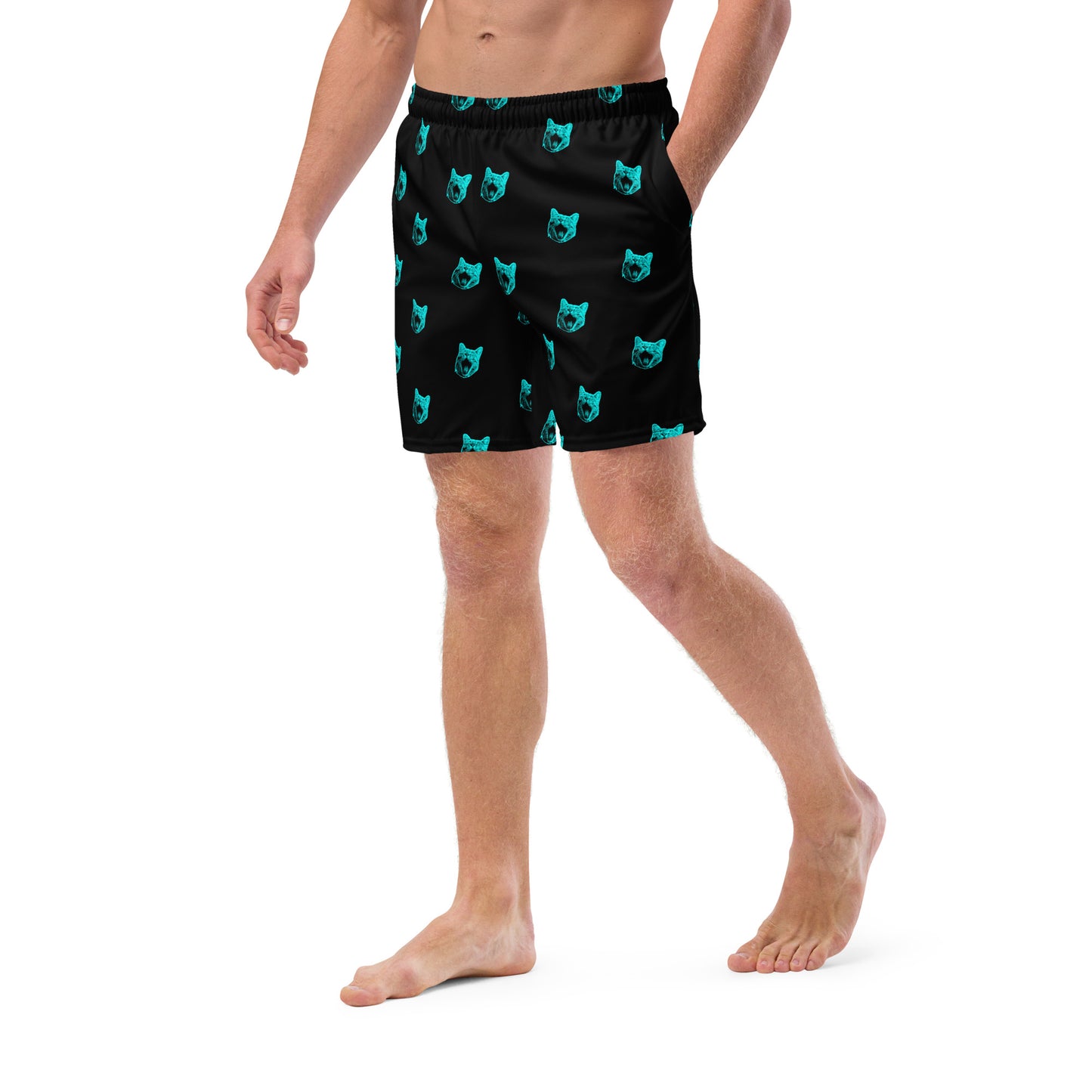 ELECTRIC BLUE CAT SWIM TRUNKS