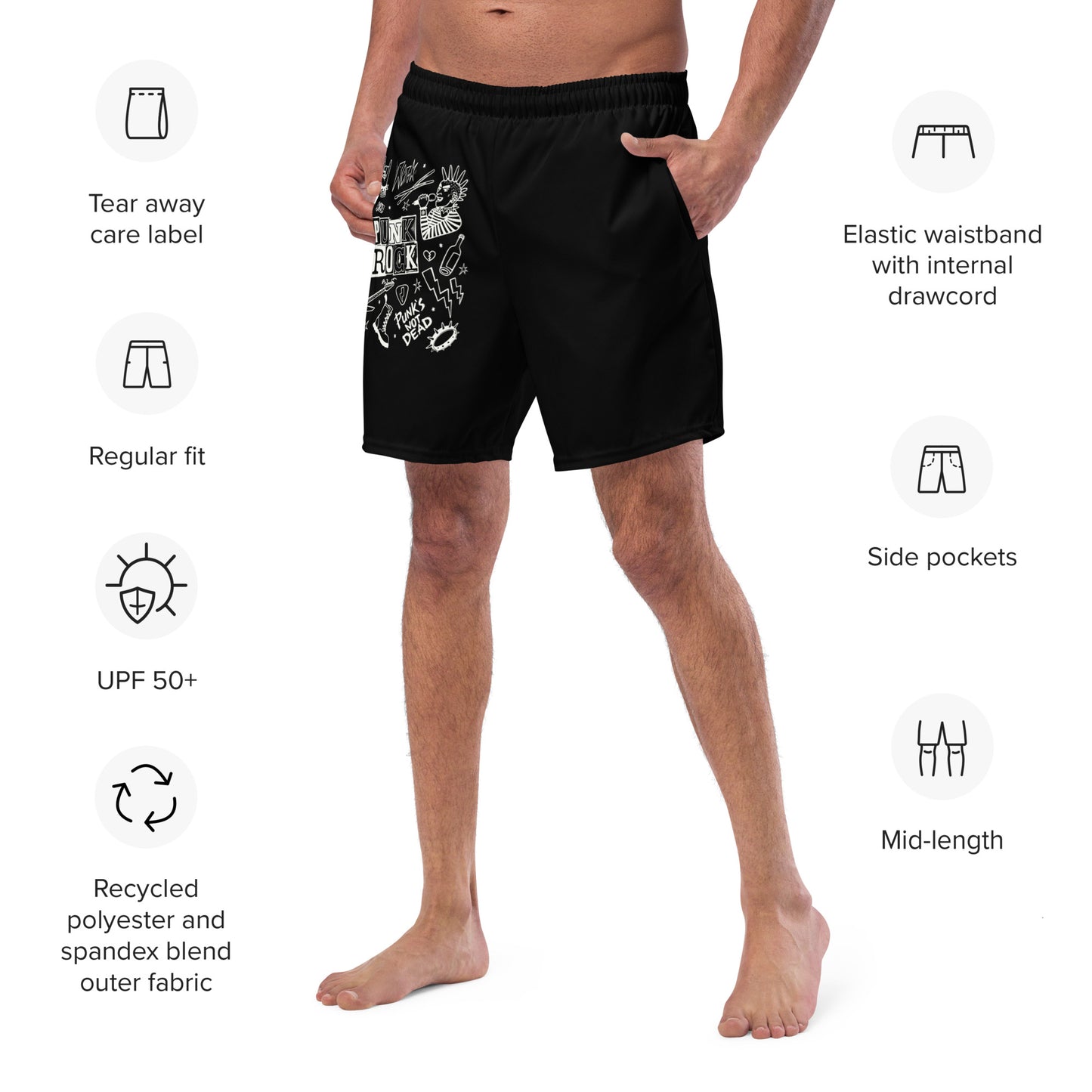 PUNK'S NOT DEAD SWIM TRUNKS