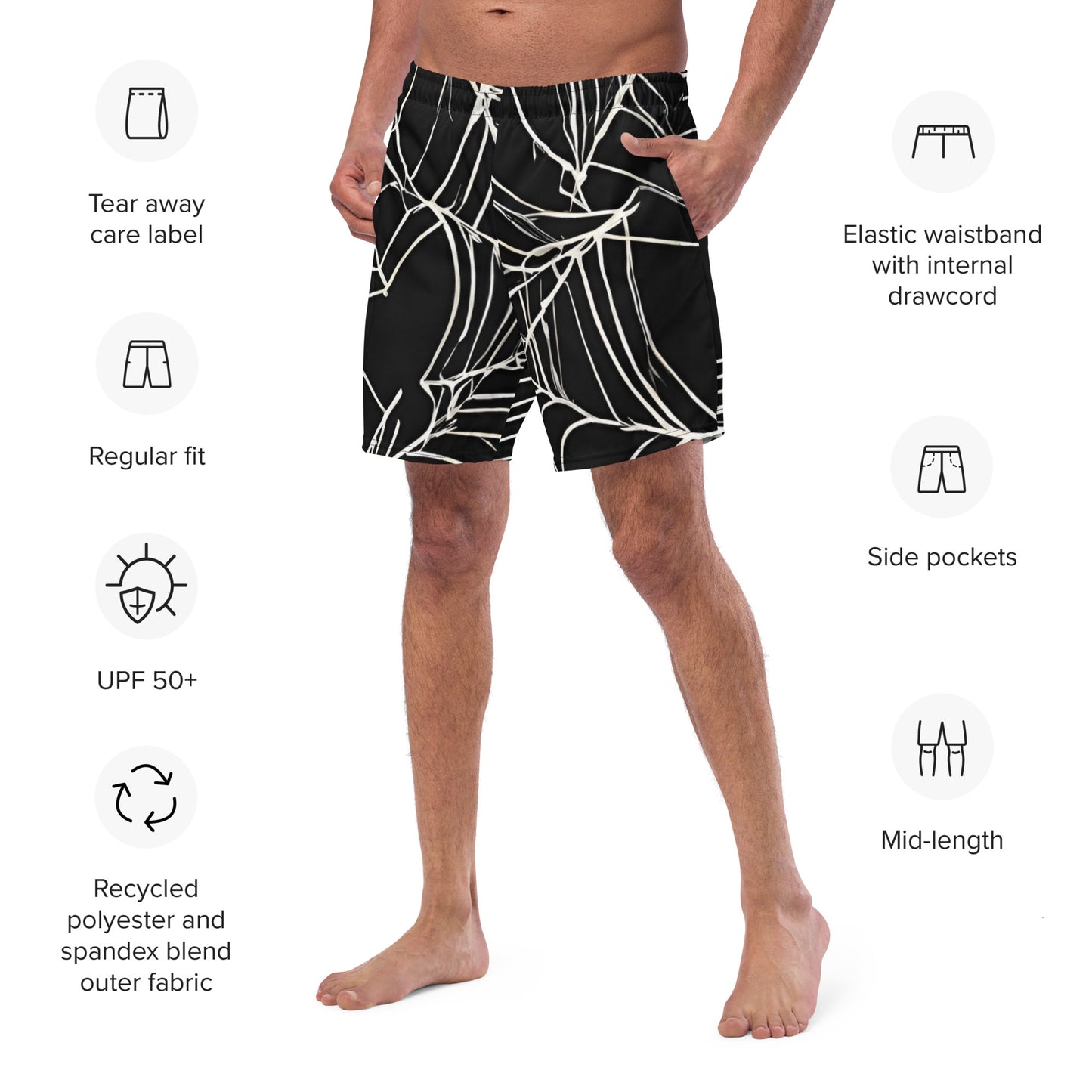 WEB OF LIES SWIM TRUNKS