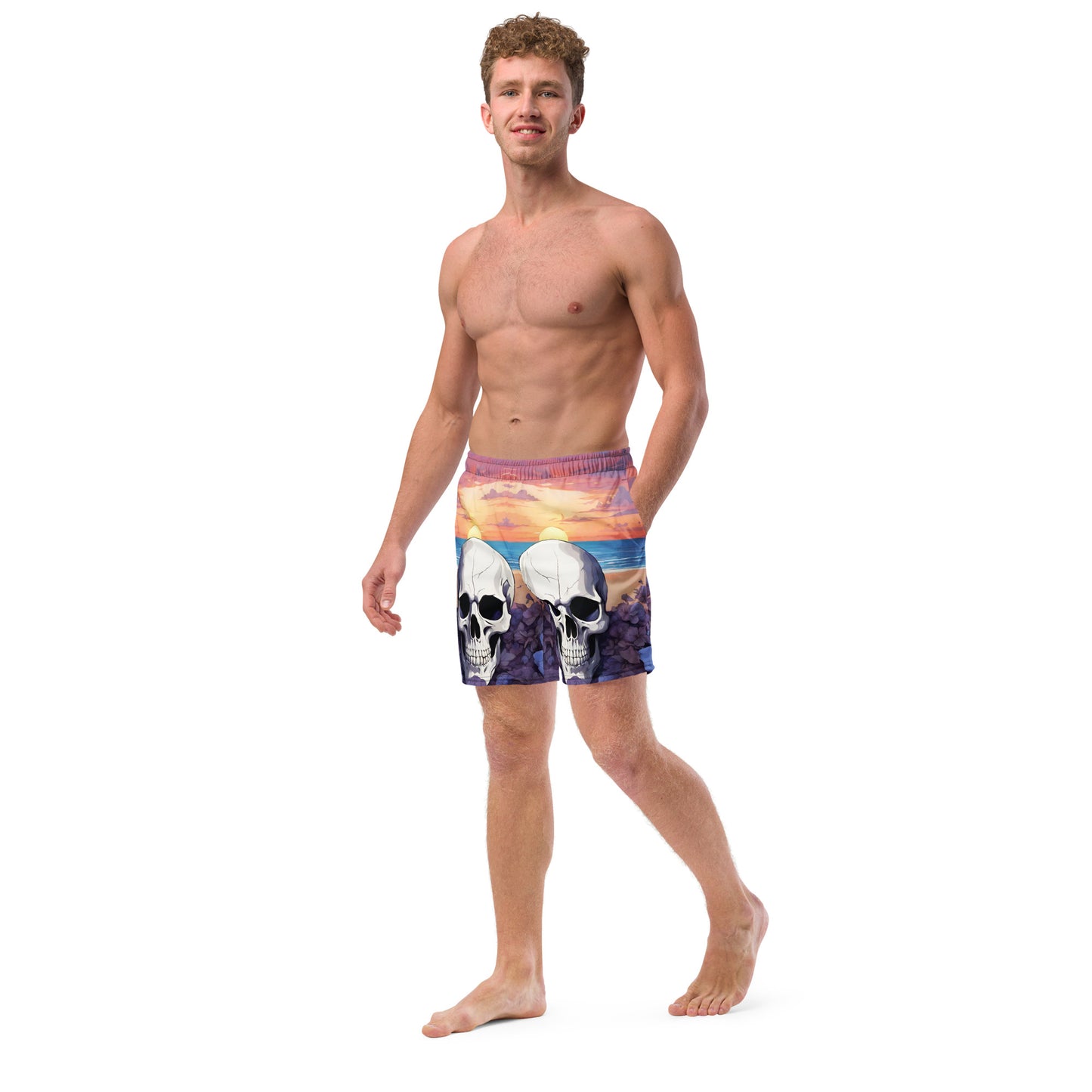 PURPLE SUNSET SKULL SWIM TRUNKS