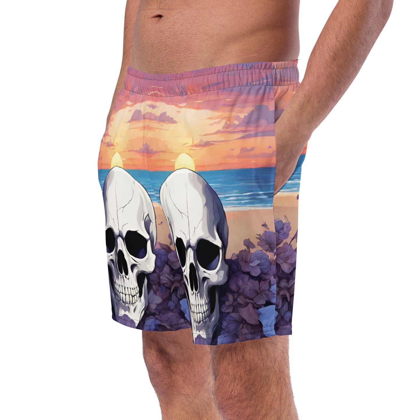 PURPLE SUNSET SKULL SWIM TRUNKS