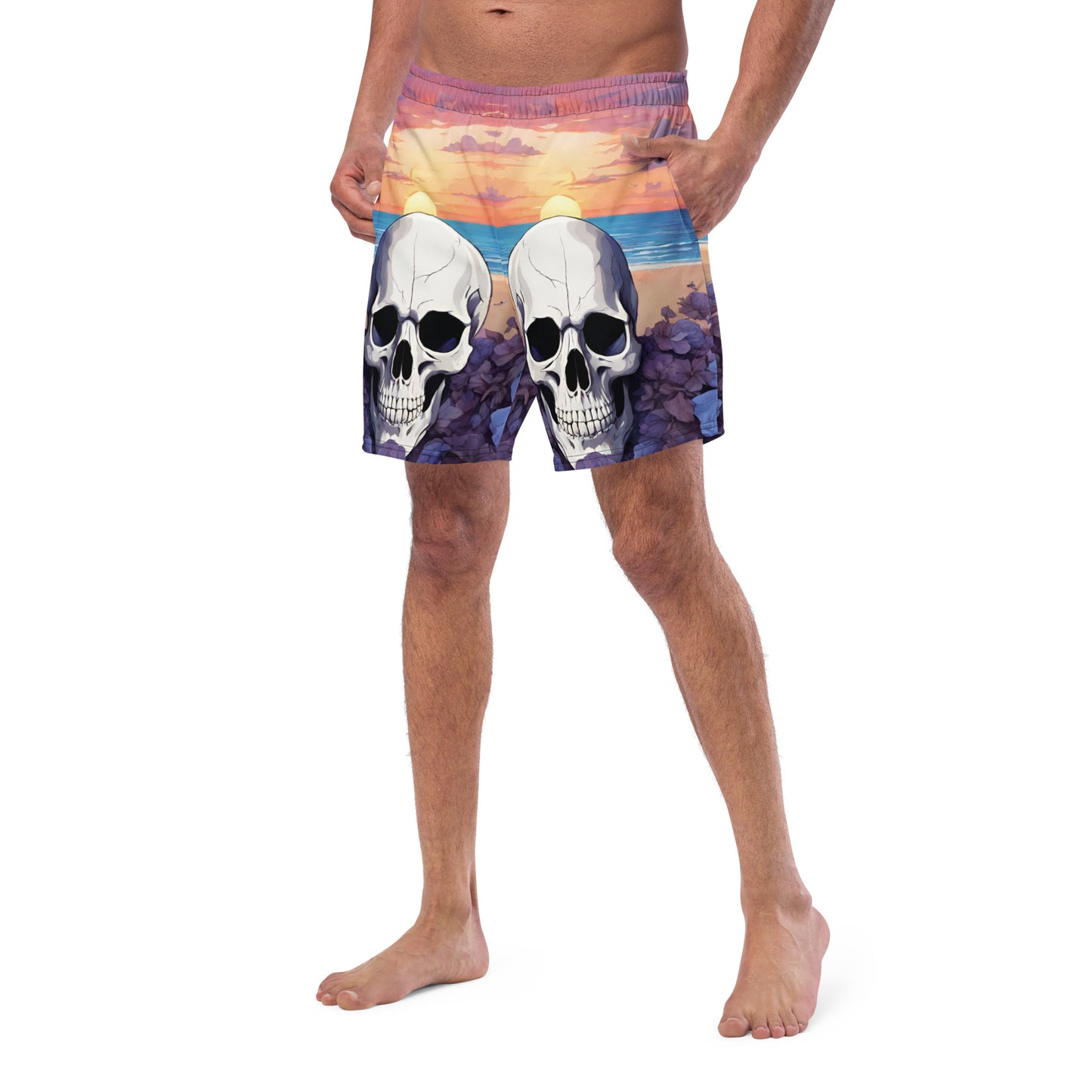PURPLE SUNSET SKULL SWIM TRUNKS