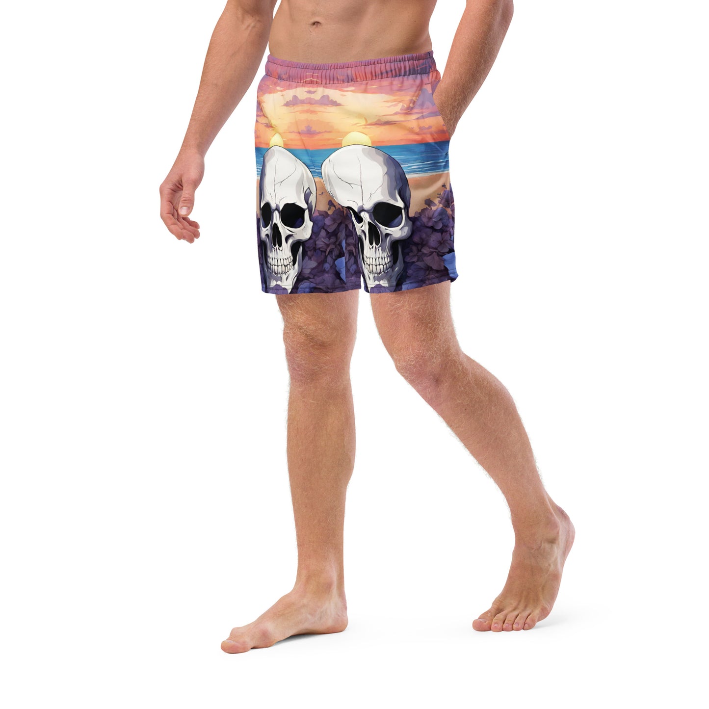 PURPLE SUNSET SKULL SWIM TRUNKS