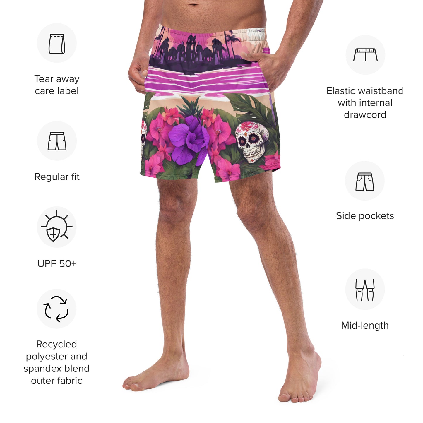 SUGAR SKULL RESORT SWIM TRUNKS