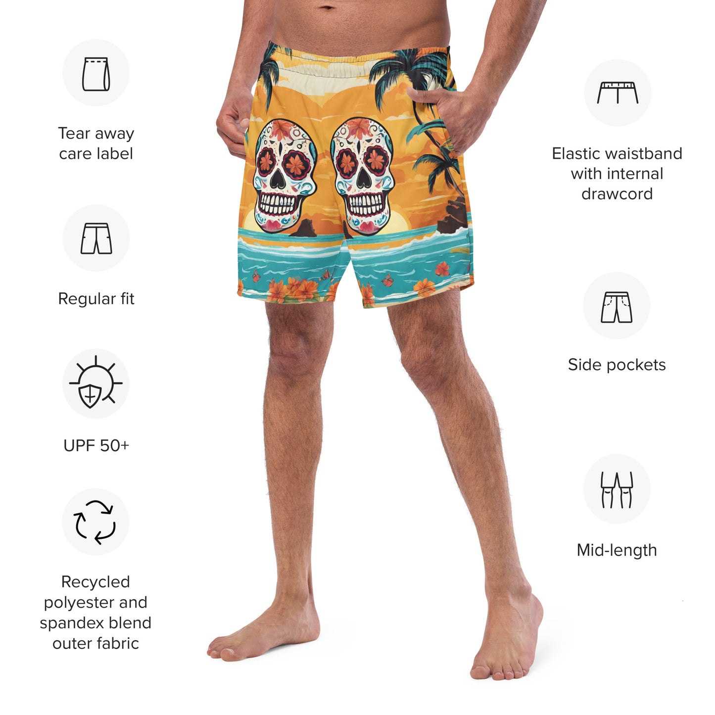 SUGAR SKULL SUNSET SWIM TRUNKS