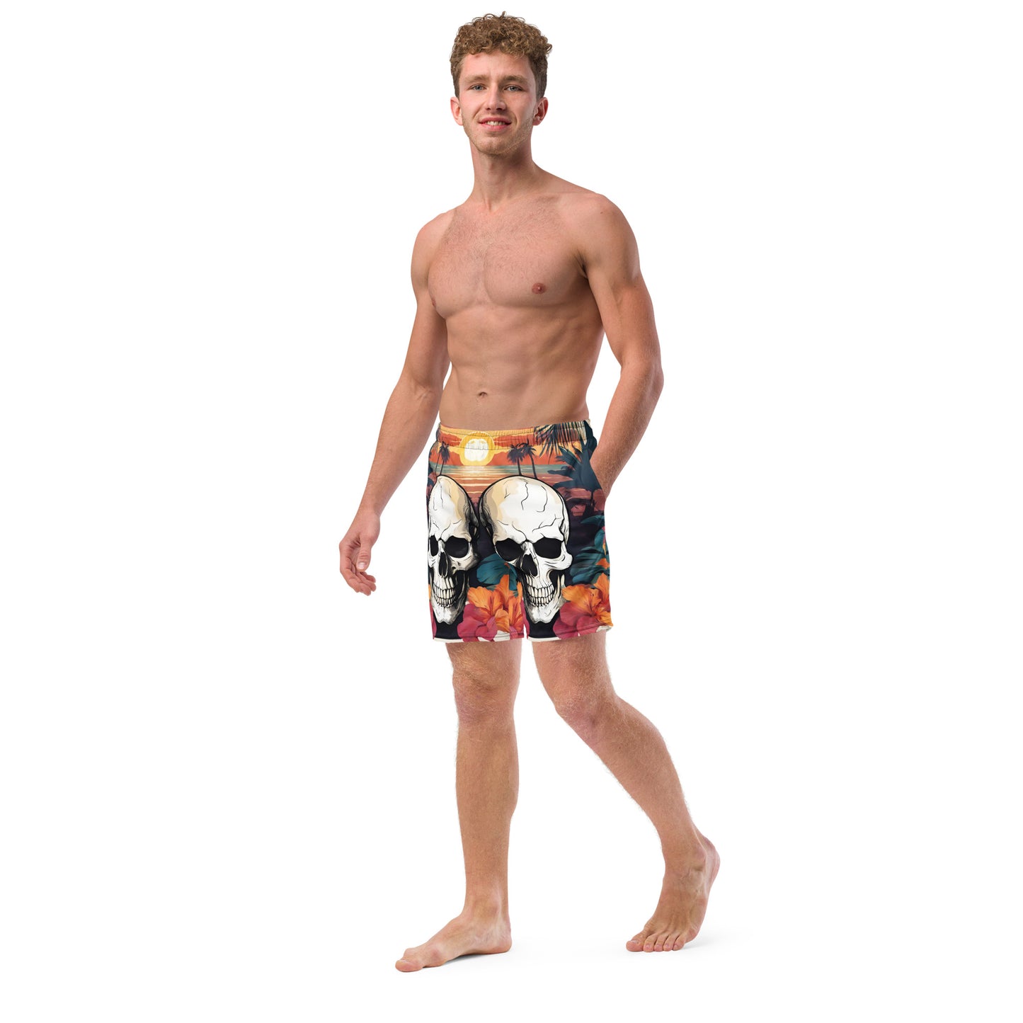 RETRO TROPICAL SKULL SWIM TRUNKS
