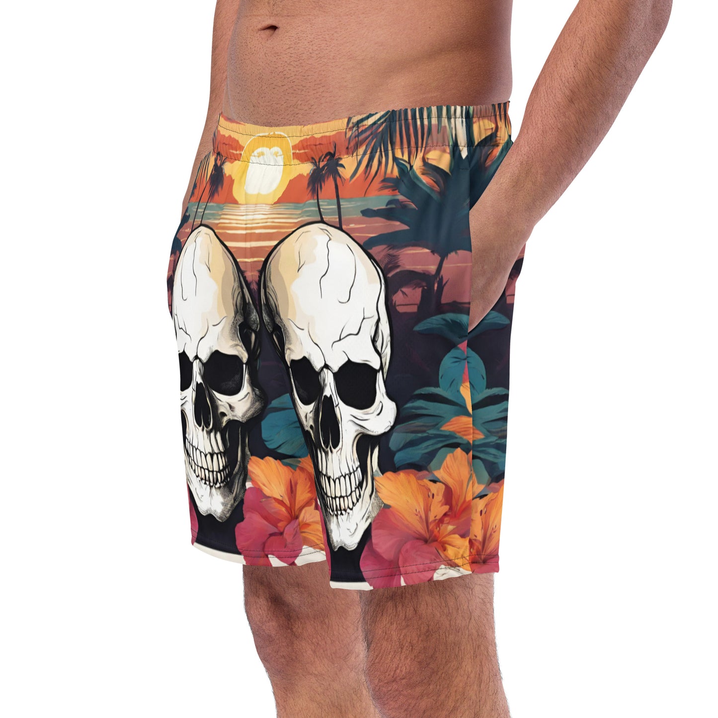 RETRO TROPICAL SKULL SWIM TRUNKS