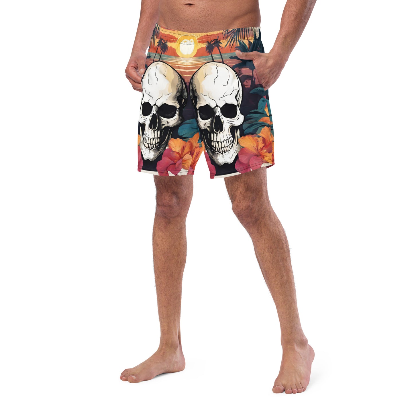 RETRO TROPICAL SKULL SWIM TRUNKS