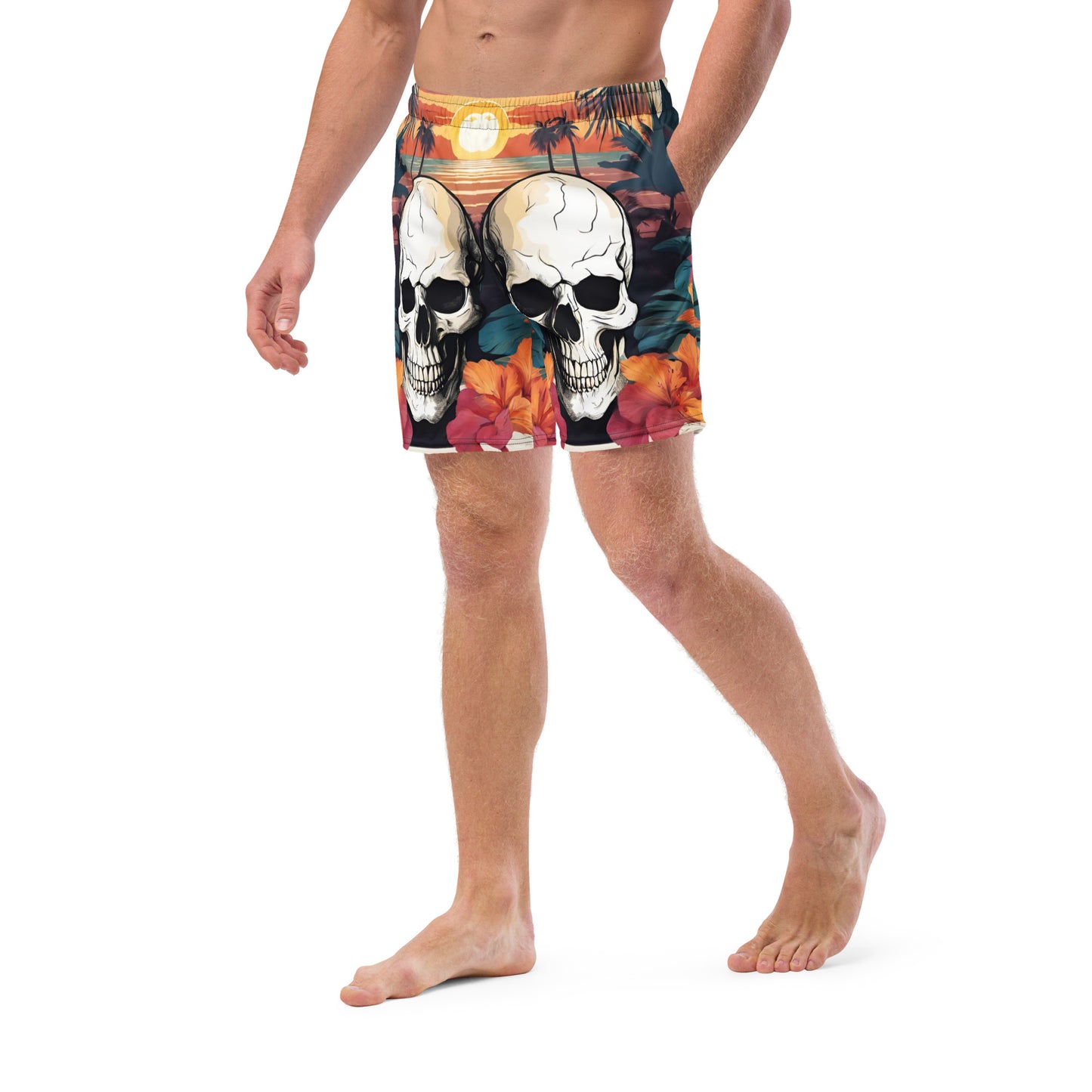 RETRO TROPICAL SKULL SWIM TRUNKS