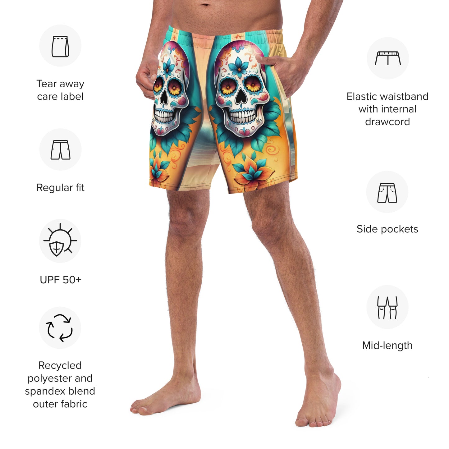 SKULL SURFBOARD SWIM TRUNKS