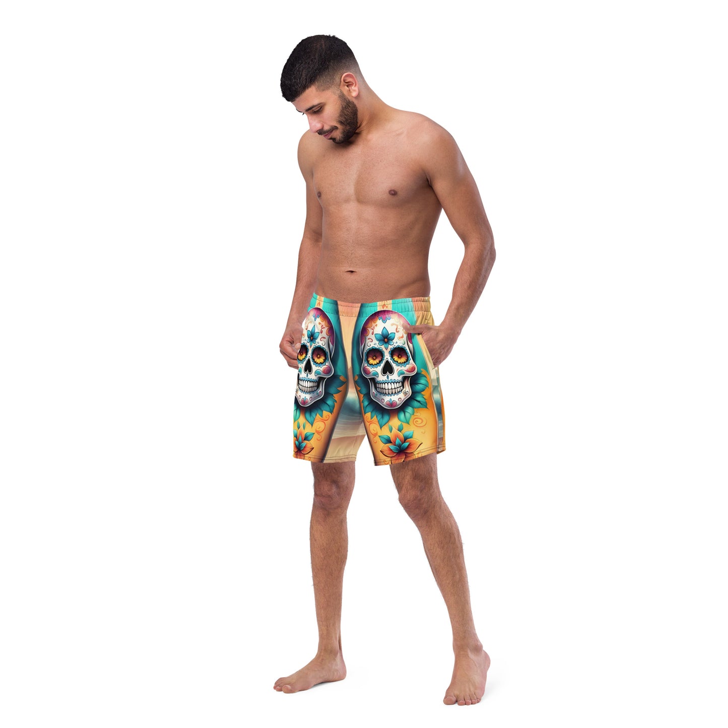 SKULL SURFBOARD SWIM TRUNKS