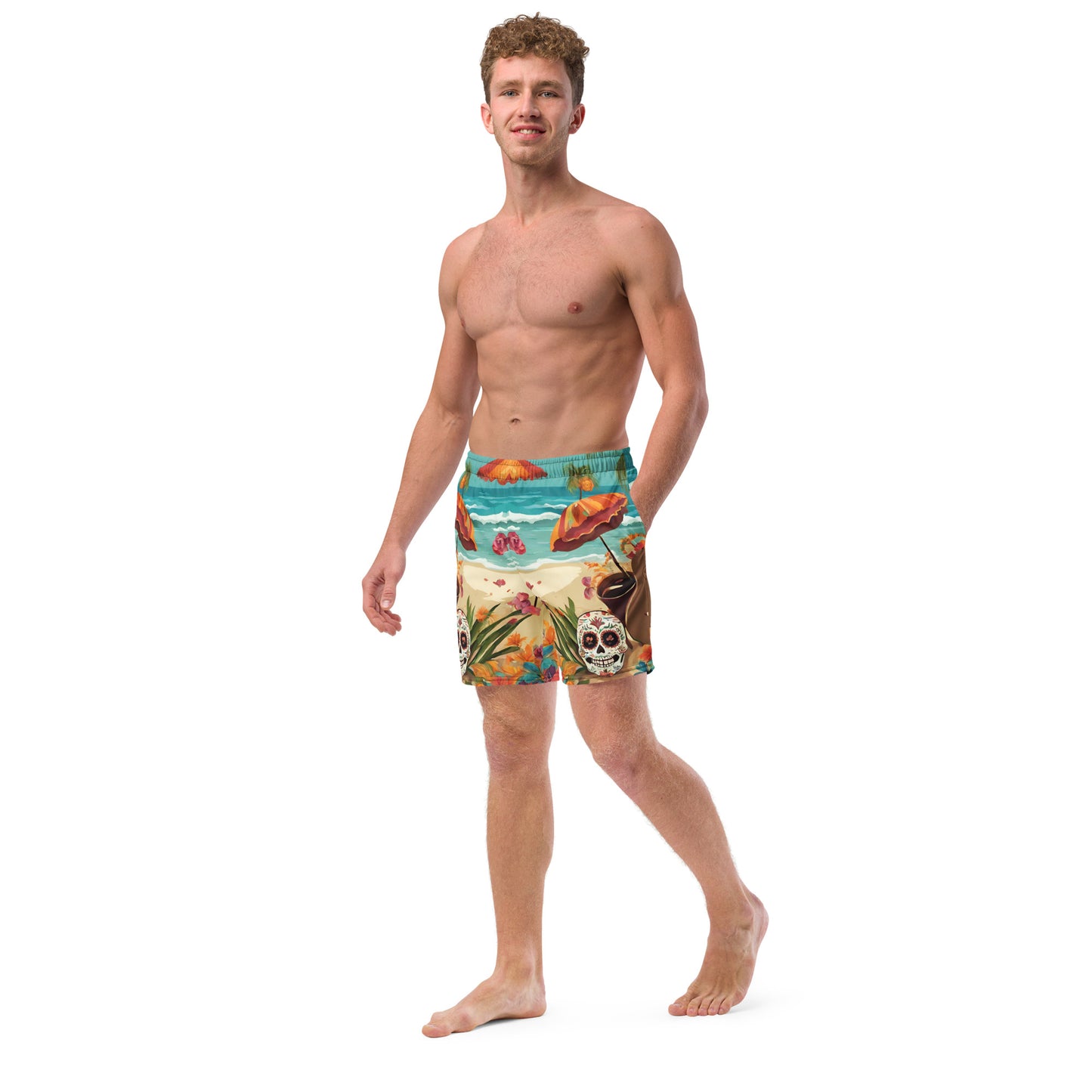 SUGAR SKULL ON THE SAND SWIM TRUNKS