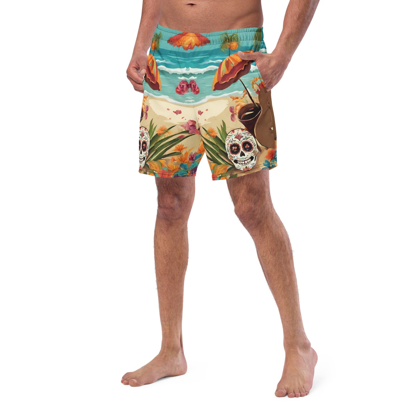 SUGAR SKULL ON THE SAND SWIM TRUNKS