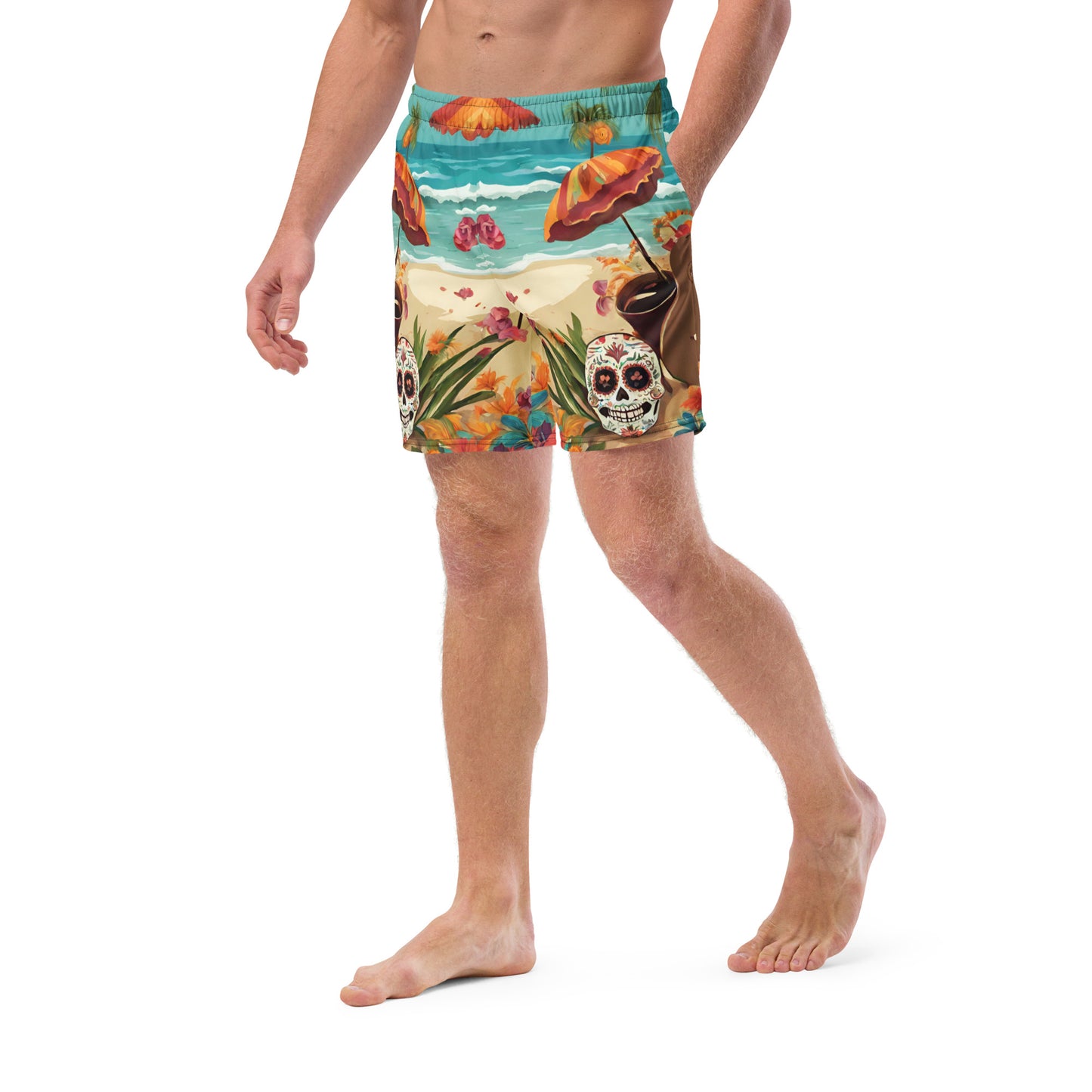 SUGAR SKULL ON THE SAND SWIM TRUNKS
