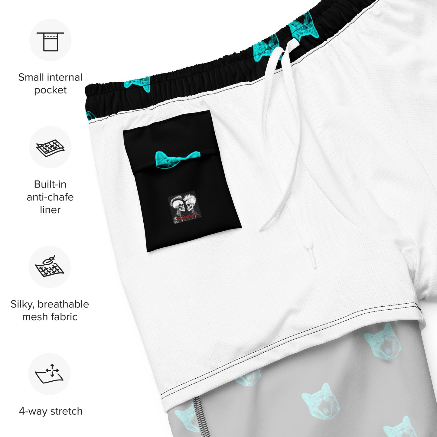 ELECTRIC BLUE CAT SWIM TRUNKS