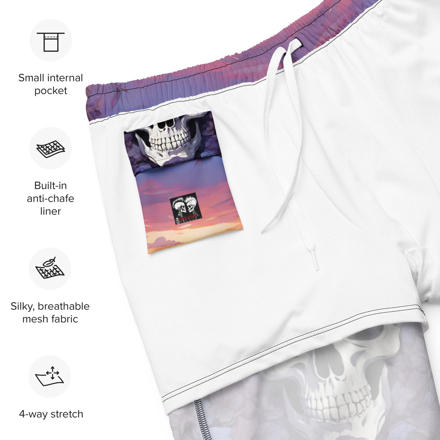 PURPLE SUNSET SKULL SWIM TRUNKS