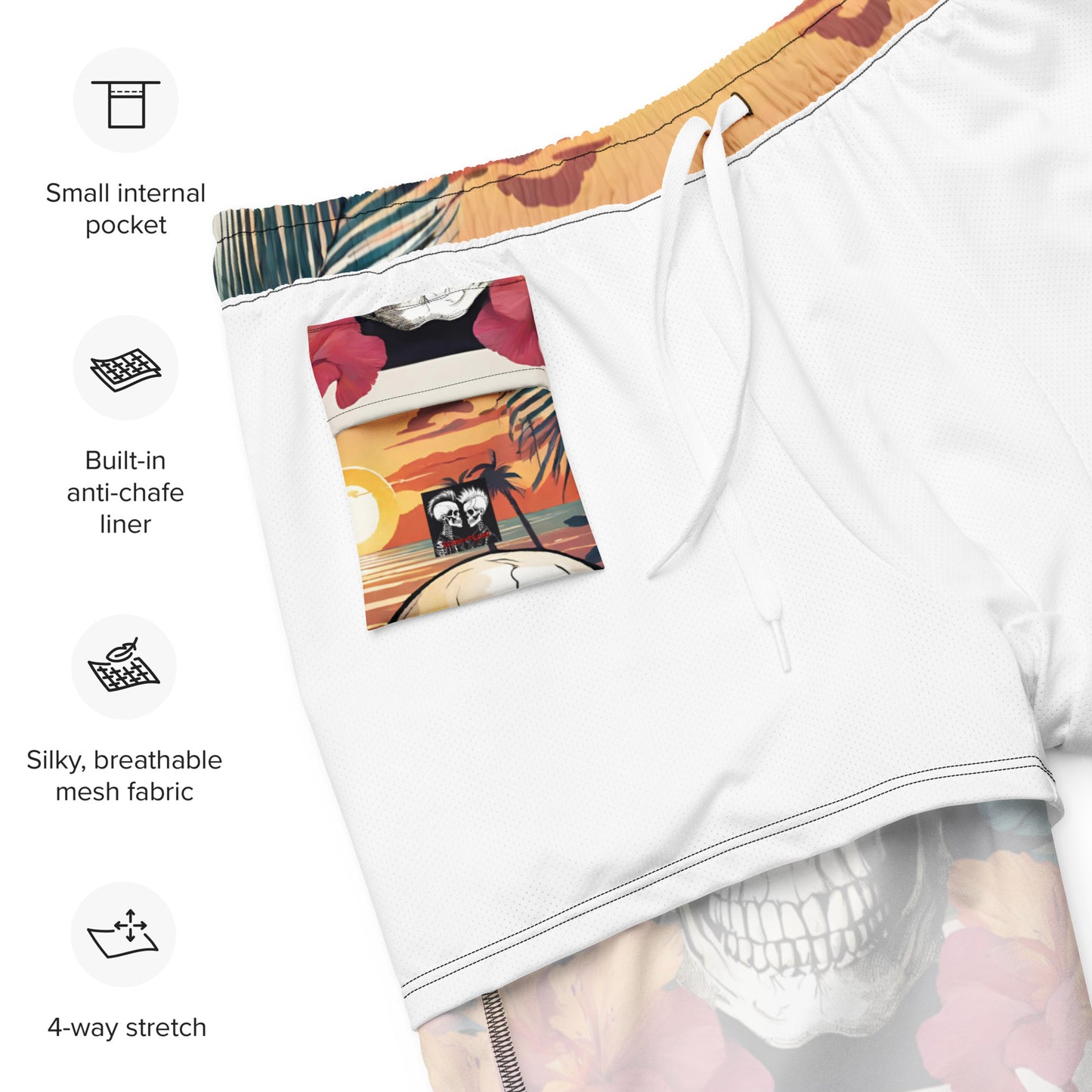 RETRO TROPICAL SKULL SWIM TRUNKS