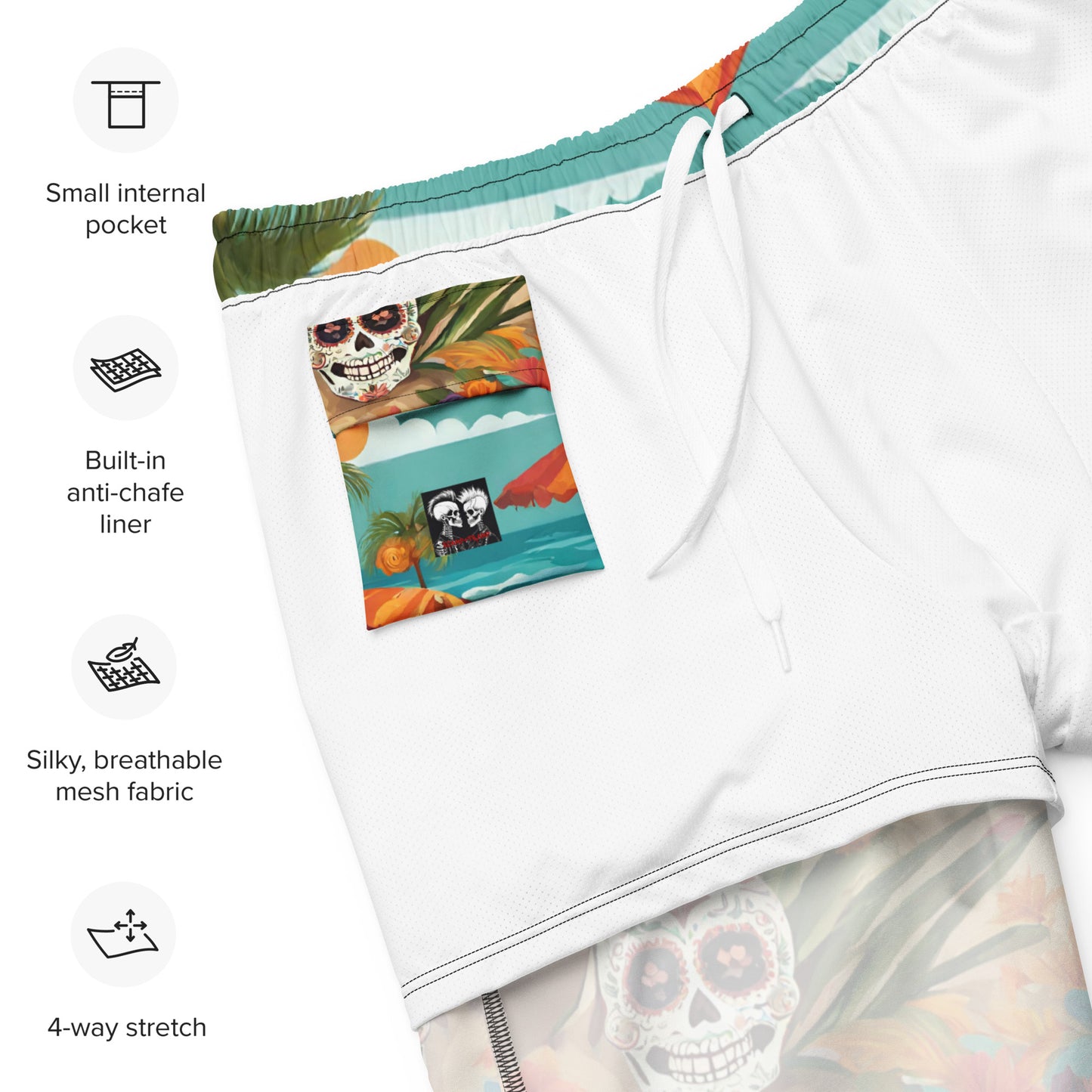 SUGAR SKULL ON THE SAND SWIM TRUNKS