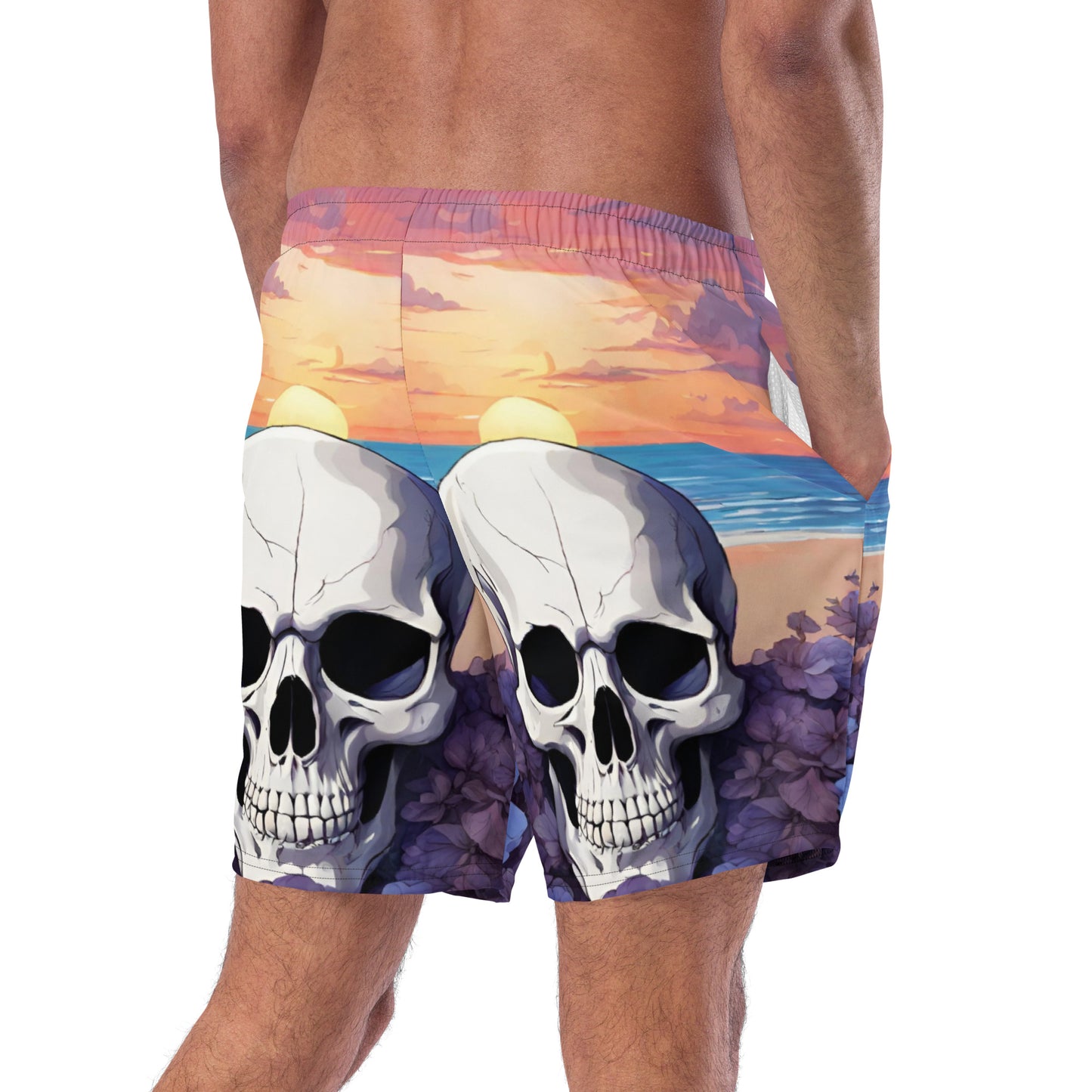 PURPLE SUNSET SKULL SWIM TRUNKS