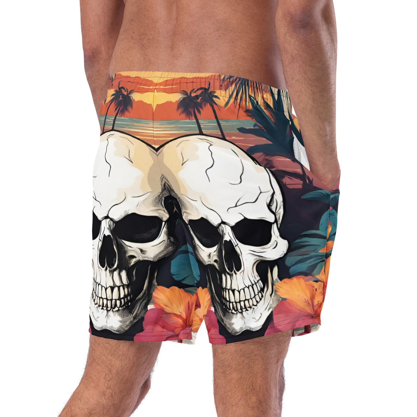 RETRO TROPICAL SKULL SWIM TRUNKS