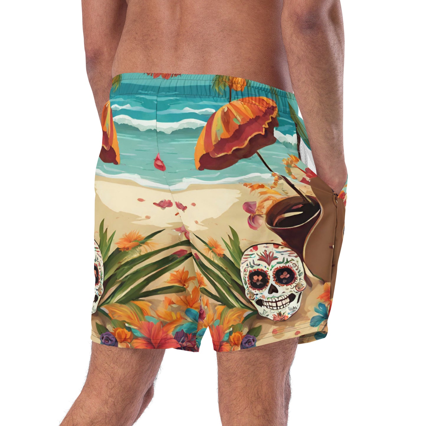 SUGAR SKULL ON THE SAND SWIM TRUNKS