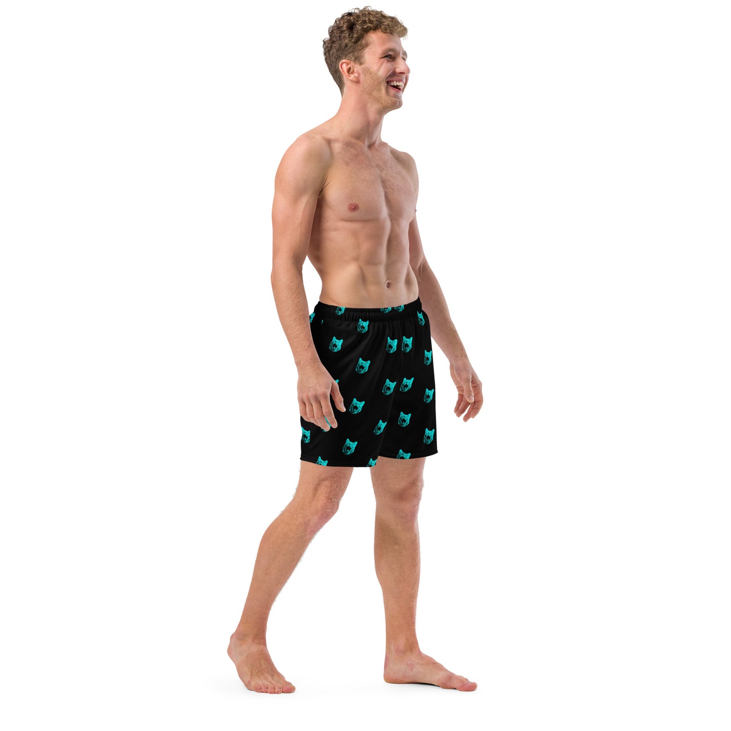 ELECTRIC BLUE CAT SWIM TRUNKS