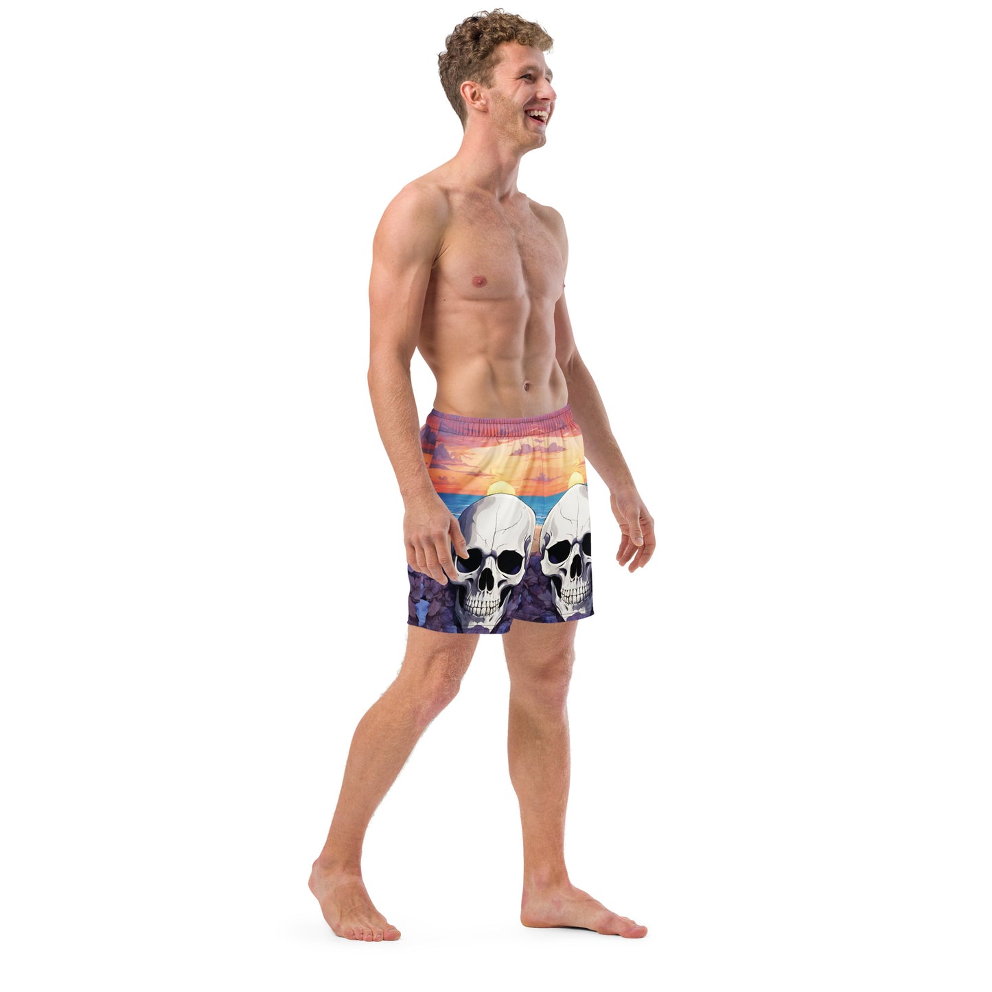 PURPLE SUNSET SKULL SWIM TRUNKS