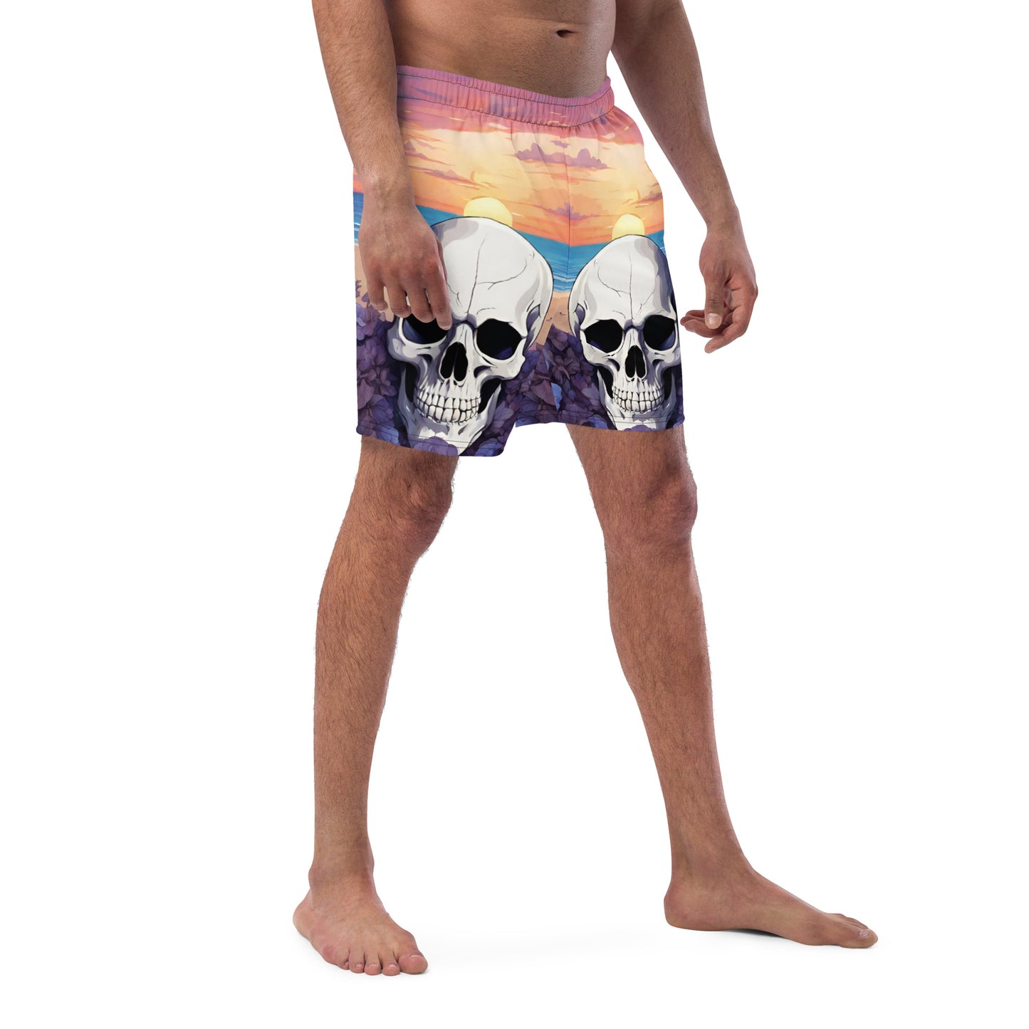 PURPLE SUNSET SKULL SWIM TRUNKS