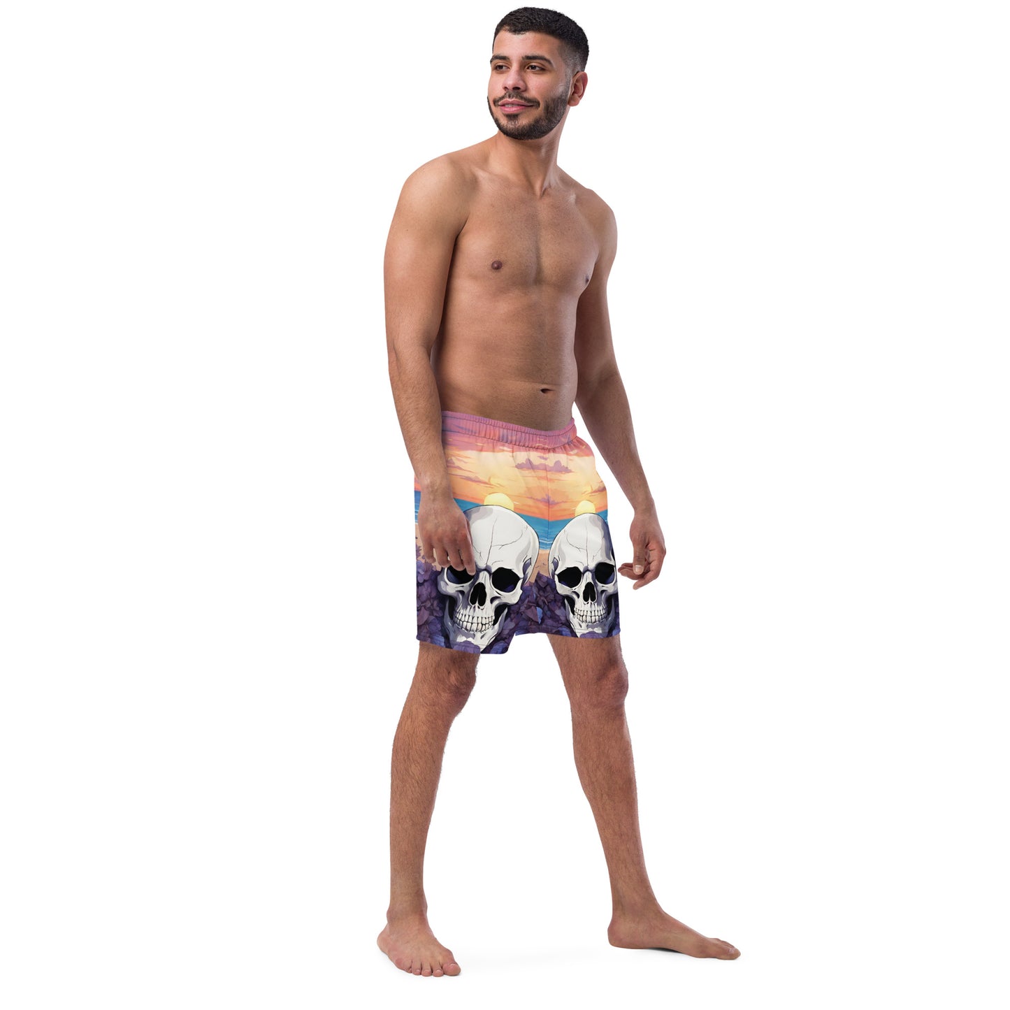 PURPLE SUNSET SKULL SWIM TRUNKS