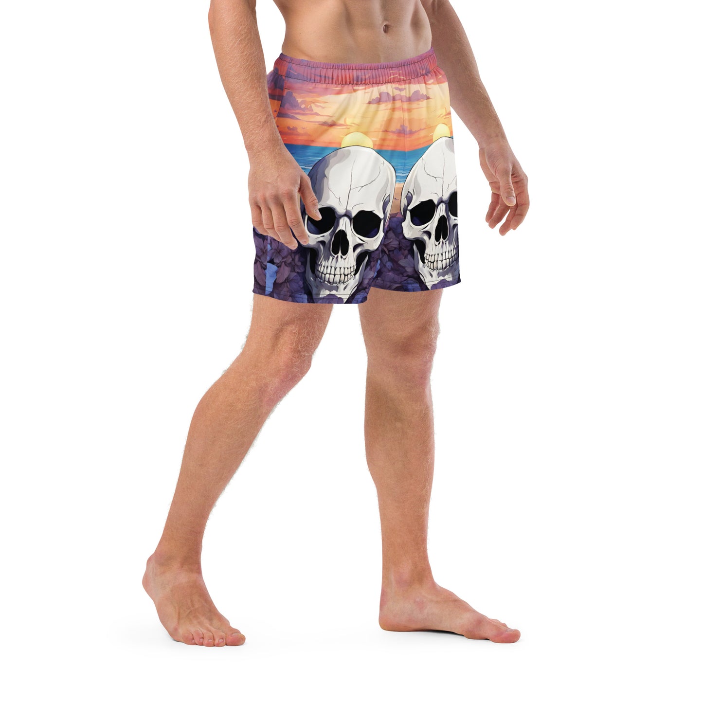 PURPLE SUNSET SKULL SWIM TRUNKS