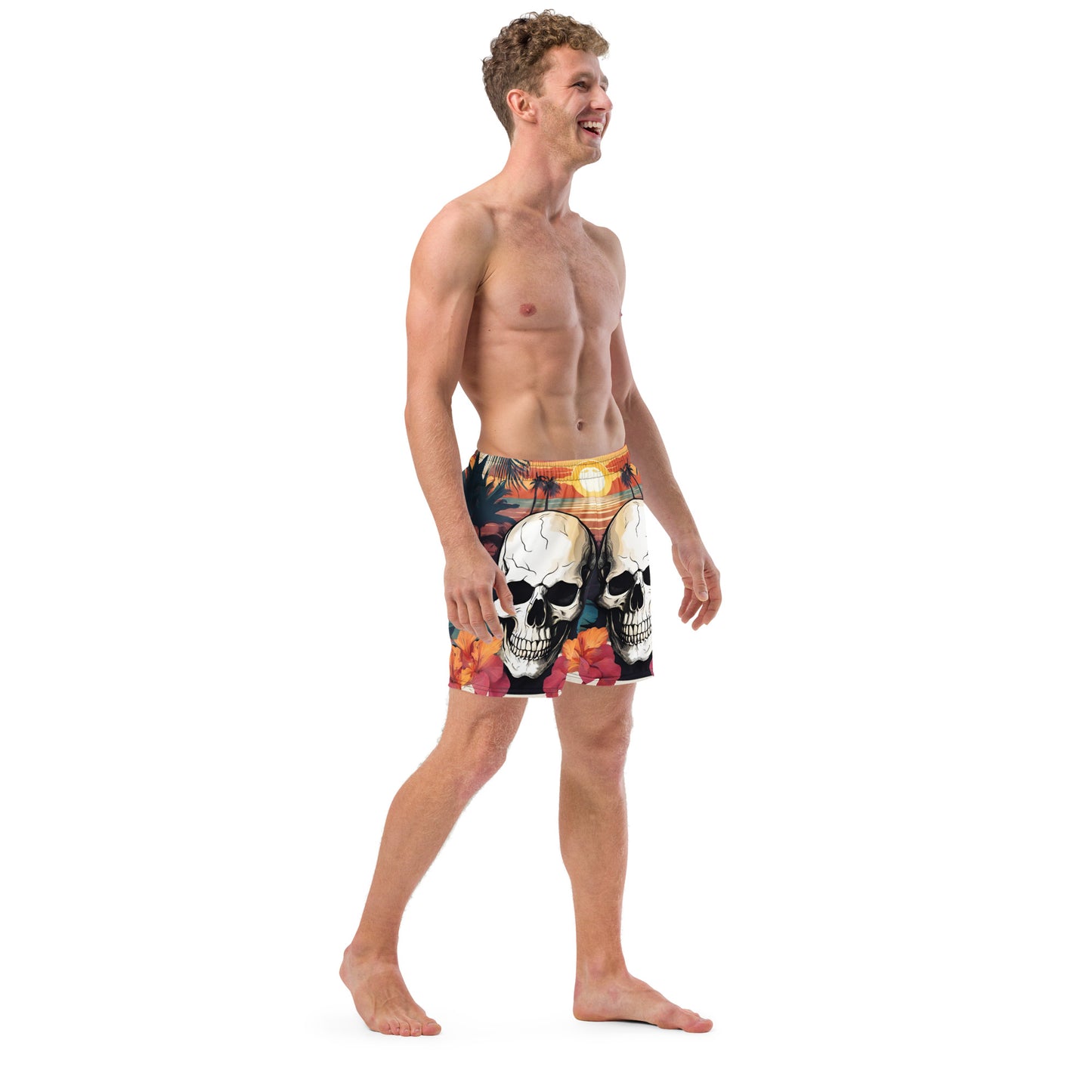 RETRO TROPICAL SKULL SWIM TRUNKS