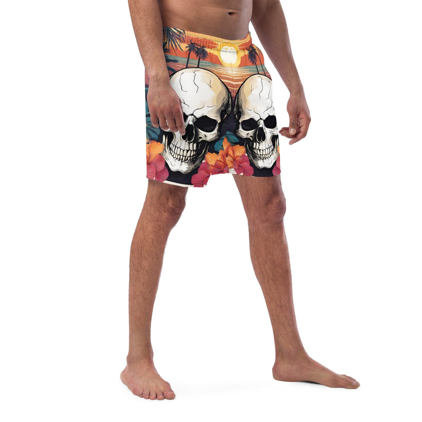 RETRO TROPICAL SKULL SWIM TRUNKS