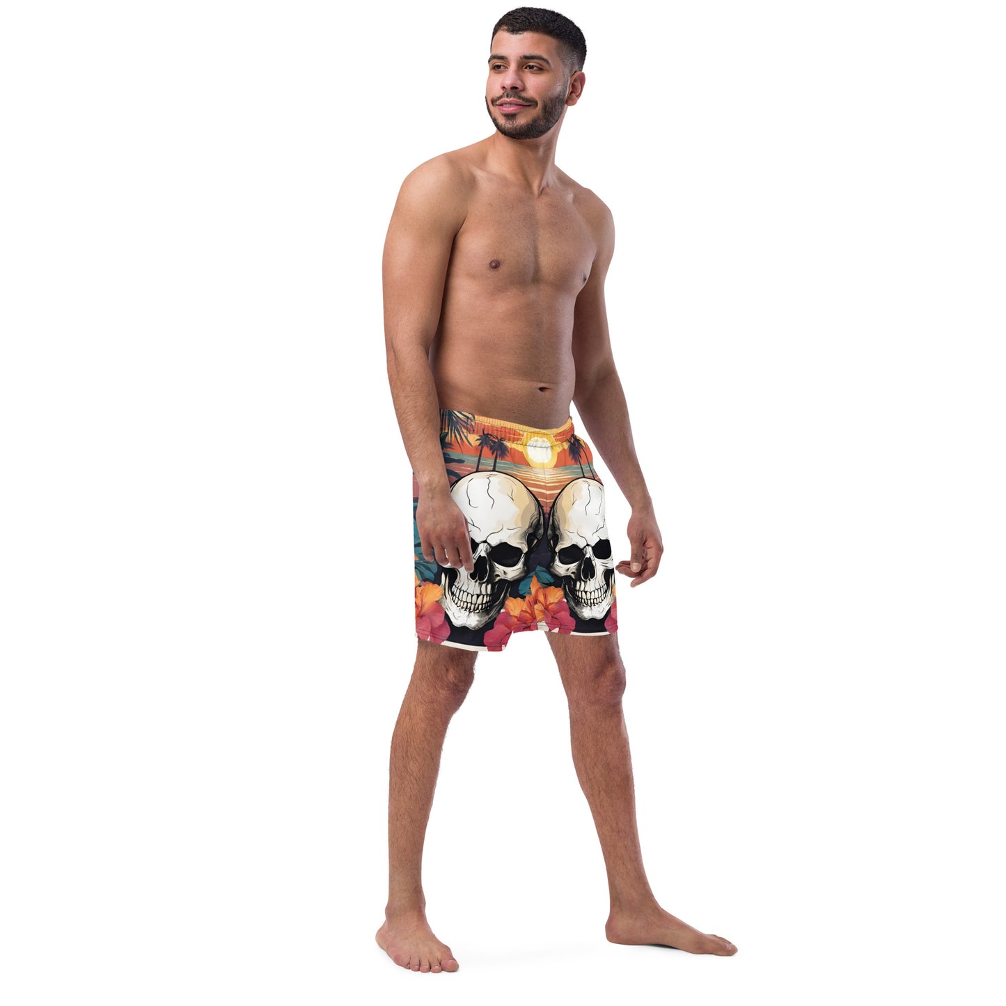 RETRO TROPICAL SKULL SWIM TRUNKS