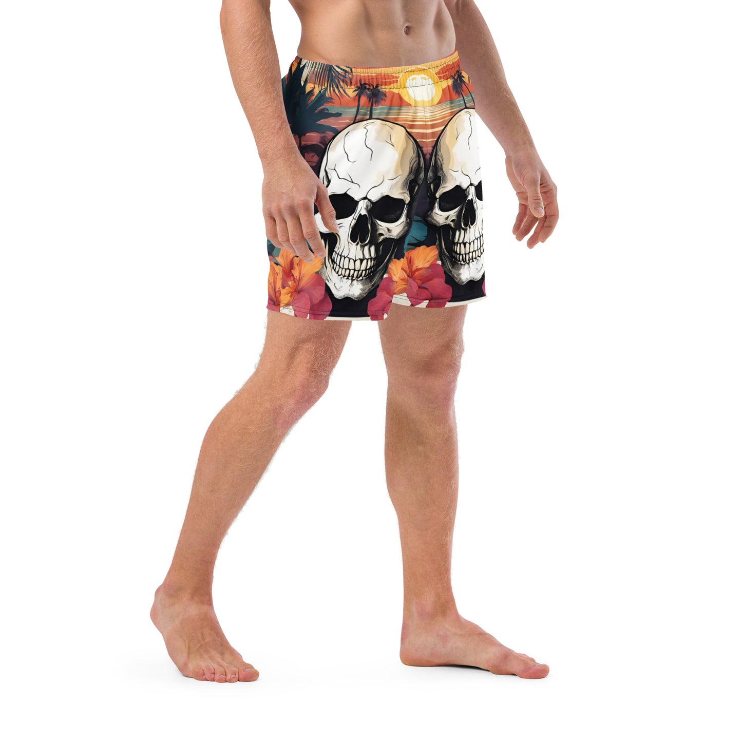 RETRO TROPICAL SKULL SWIM TRUNKS
