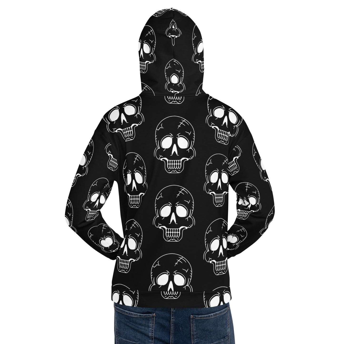 BLACK HAPPY SKULL UNISEX HOODIE